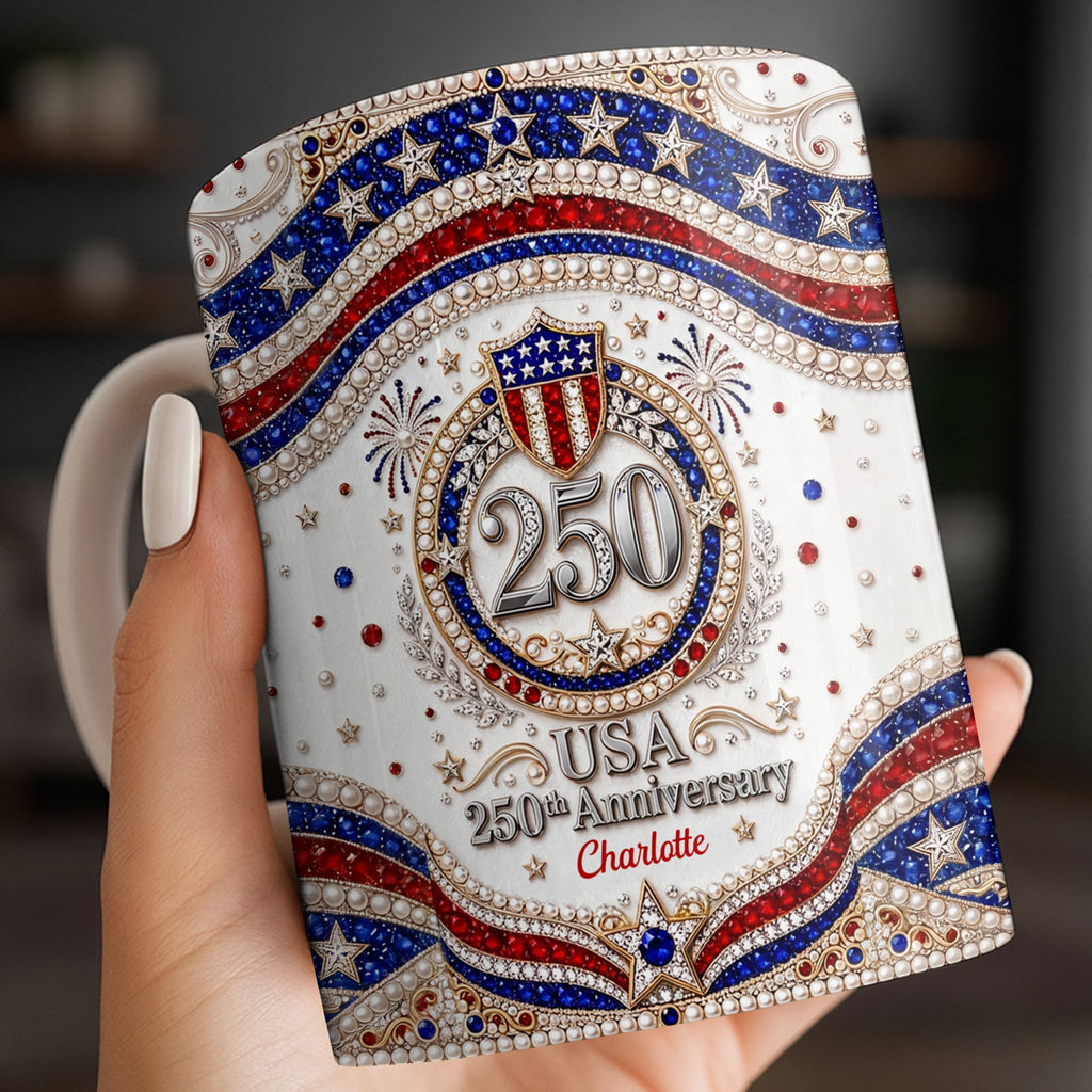 Personalized USA Patriotic Coffee Mug Custom Name Gift for Dad Edge-to-edge Mug GradoCreations