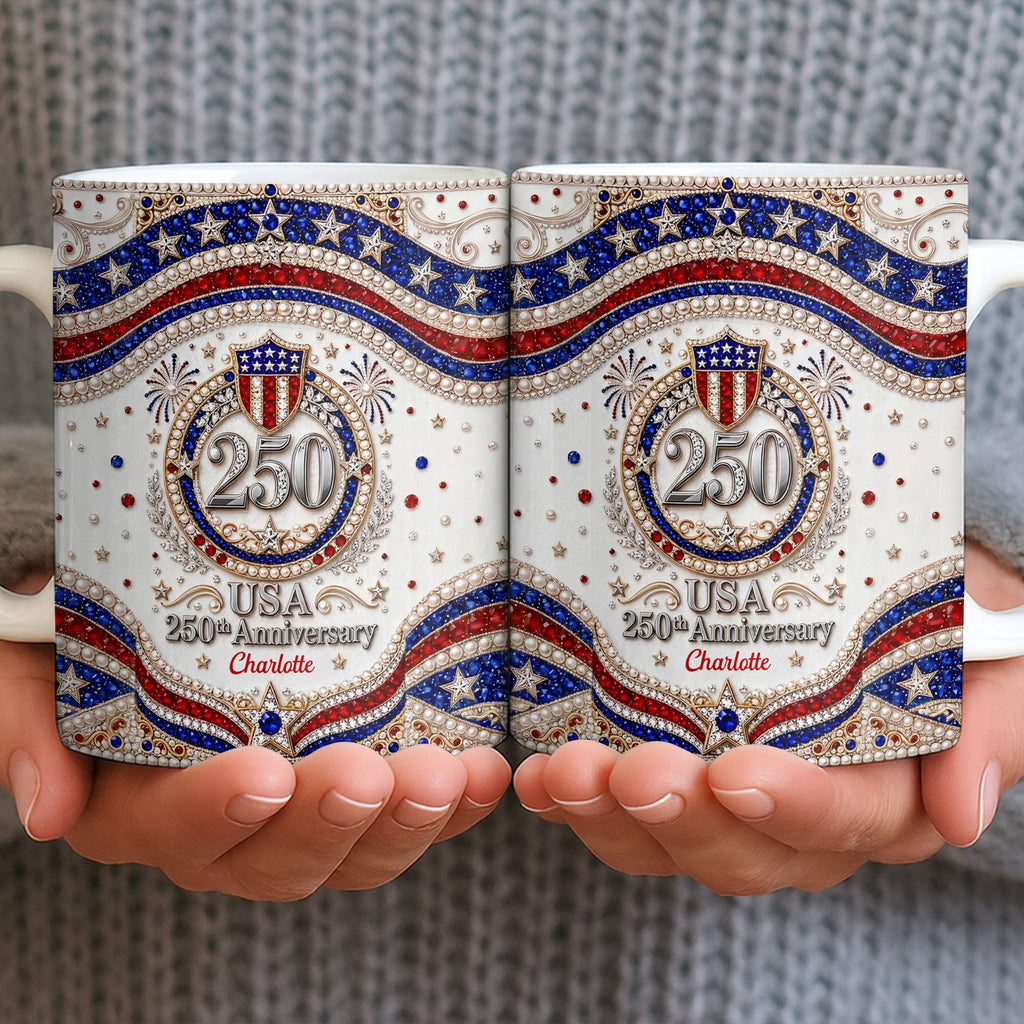 Personalized USA Patriotic Coffee Mug Custom Name Gift for Dad Edge-to-edge Mug GradoCreations