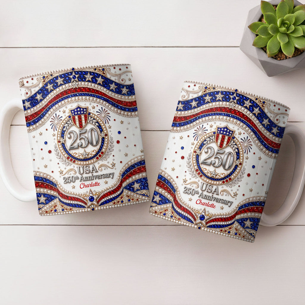 Personalized USA Patriotic Coffee Mug Custom Name Gift for Dad Edge-to-edge Mug GradoCreations