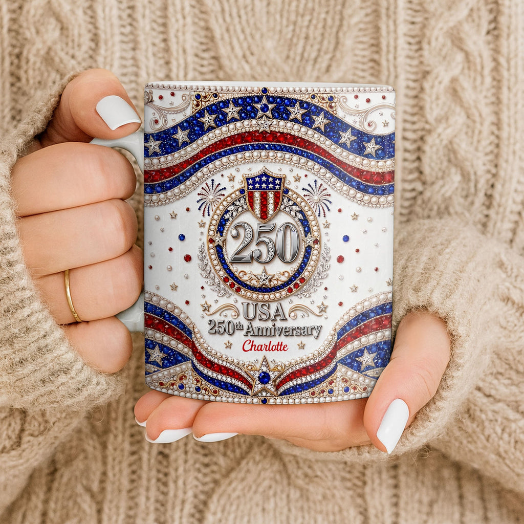 Personalized USA Patriotic Coffee Mug Custom Name Gift for Dad Edge-to-edge Mug GradoCreations