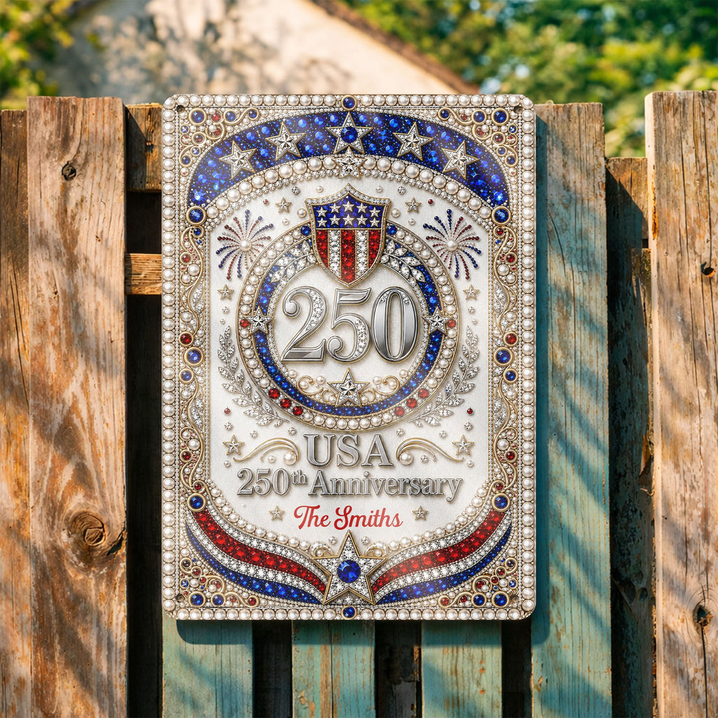 Personalized Metal Sign USA 250th Anniversary Gift for Family Metal Sign GradoCreations
