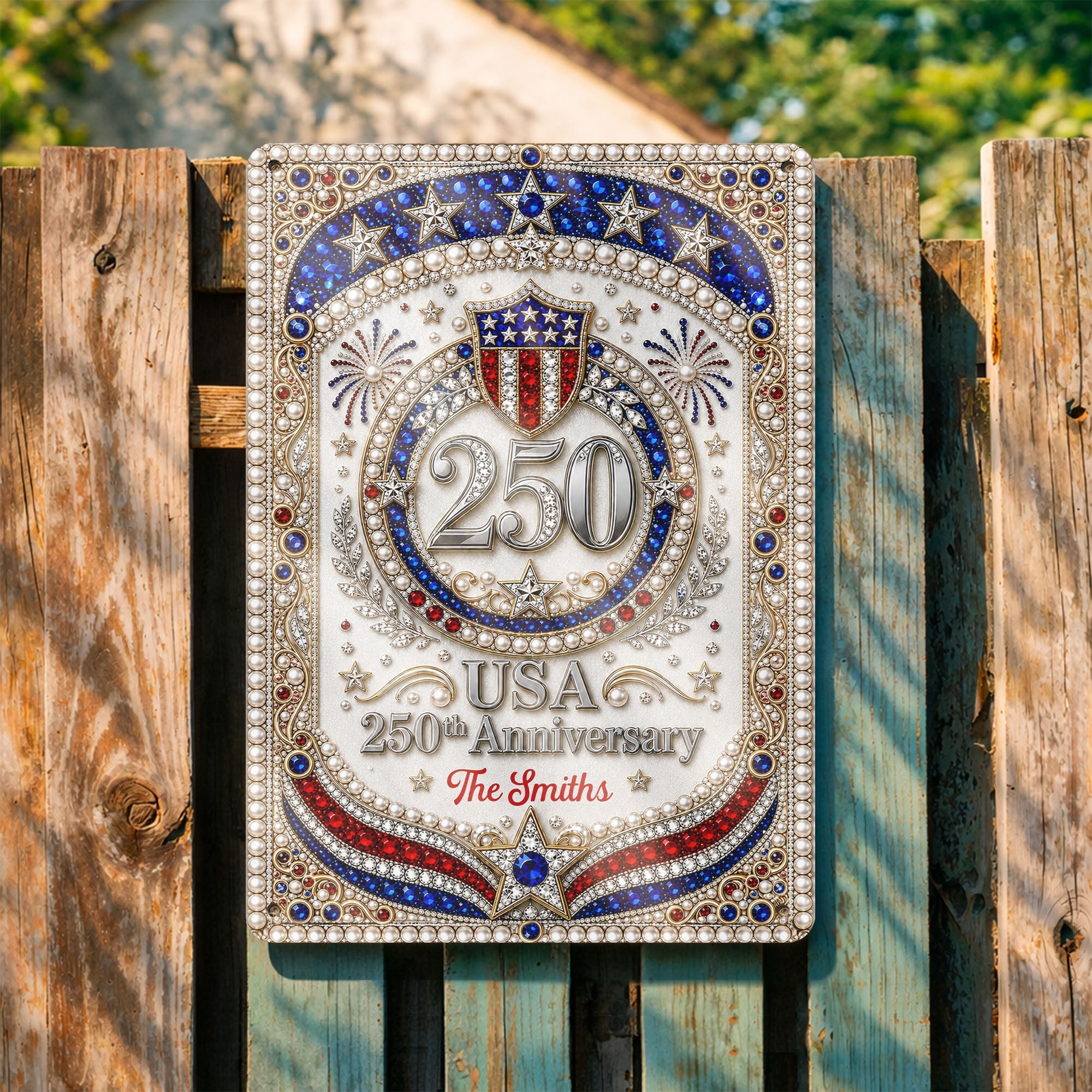 Personalized Metal Sign USA 250th Anniversary Gift for Family Metal Sign GradoCreations