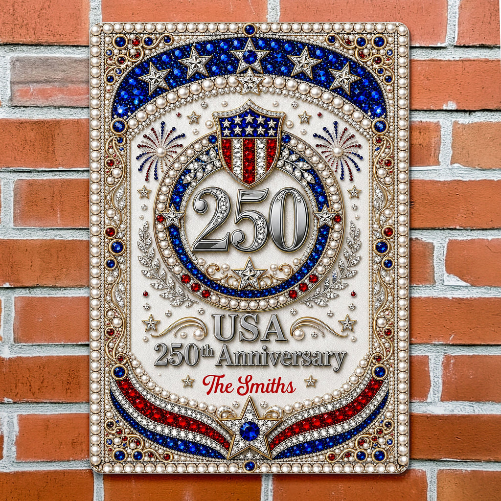 Personalized Metal Sign USA 250th Anniversary Gift for Family Metal Sign GradoCreations