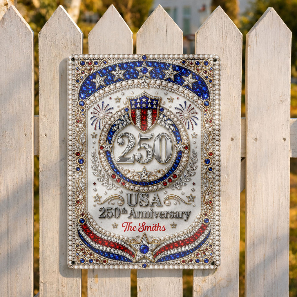 Personalized Metal Sign USA 250th Anniversary Gift for Family Metal Sign GradoCreations
