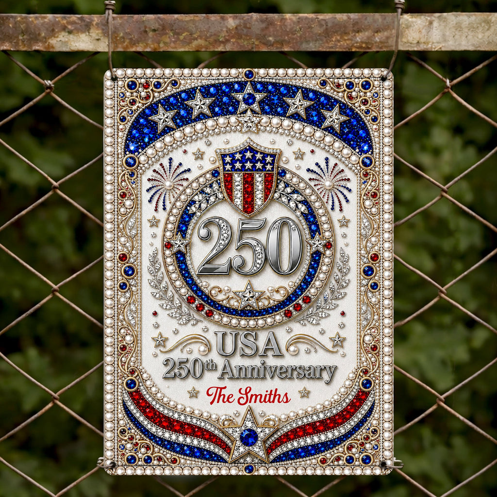 Personalized Metal Sign USA 250th Anniversary Gift for Family Metal Sign GradoCreations