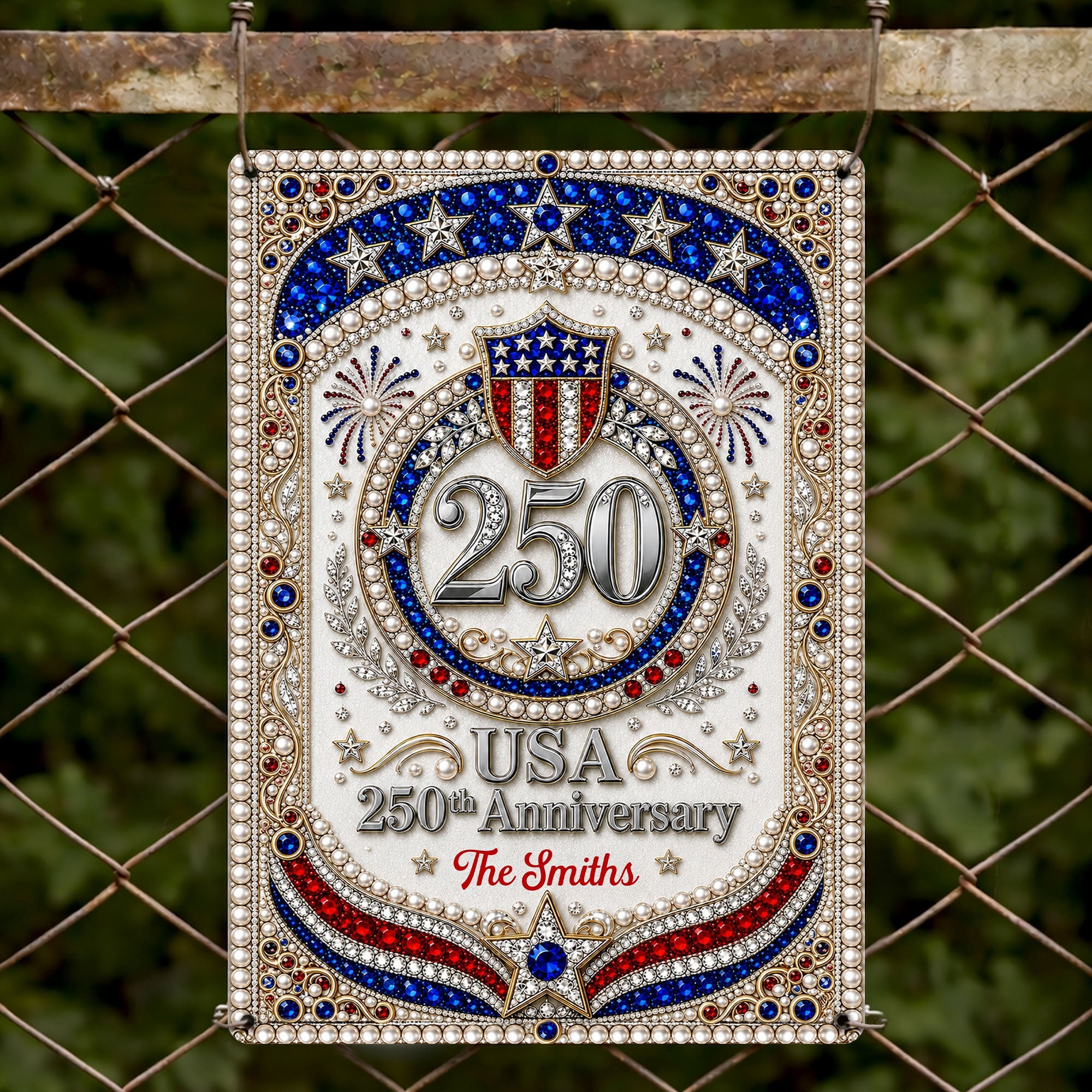 Personalized Metal Sign USA 250th Anniversary Gift for Family Metal Sign GradoCreations
