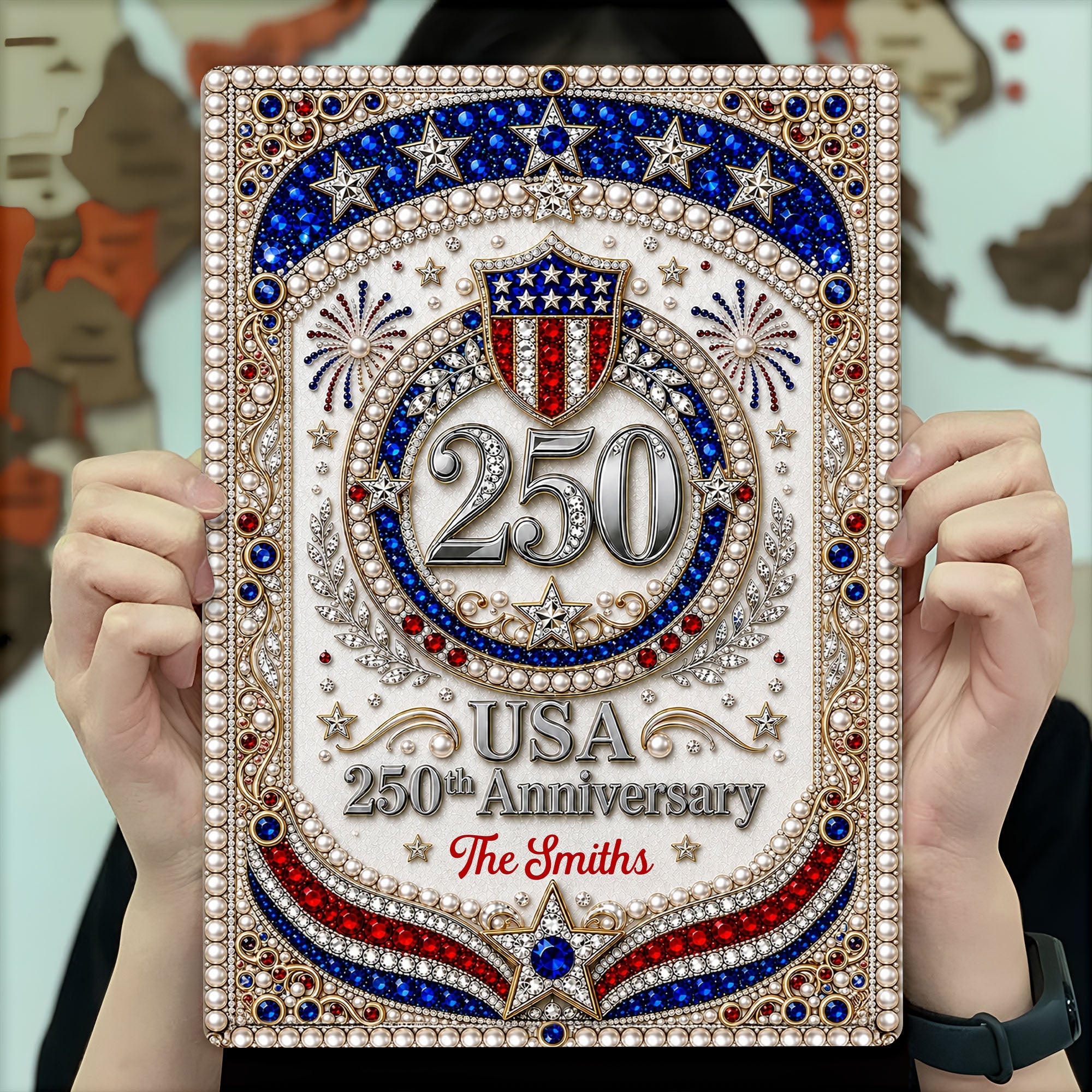Personalized Metal Sign USA 250th Anniversary Gift for Family Metal Sign GradoCreations