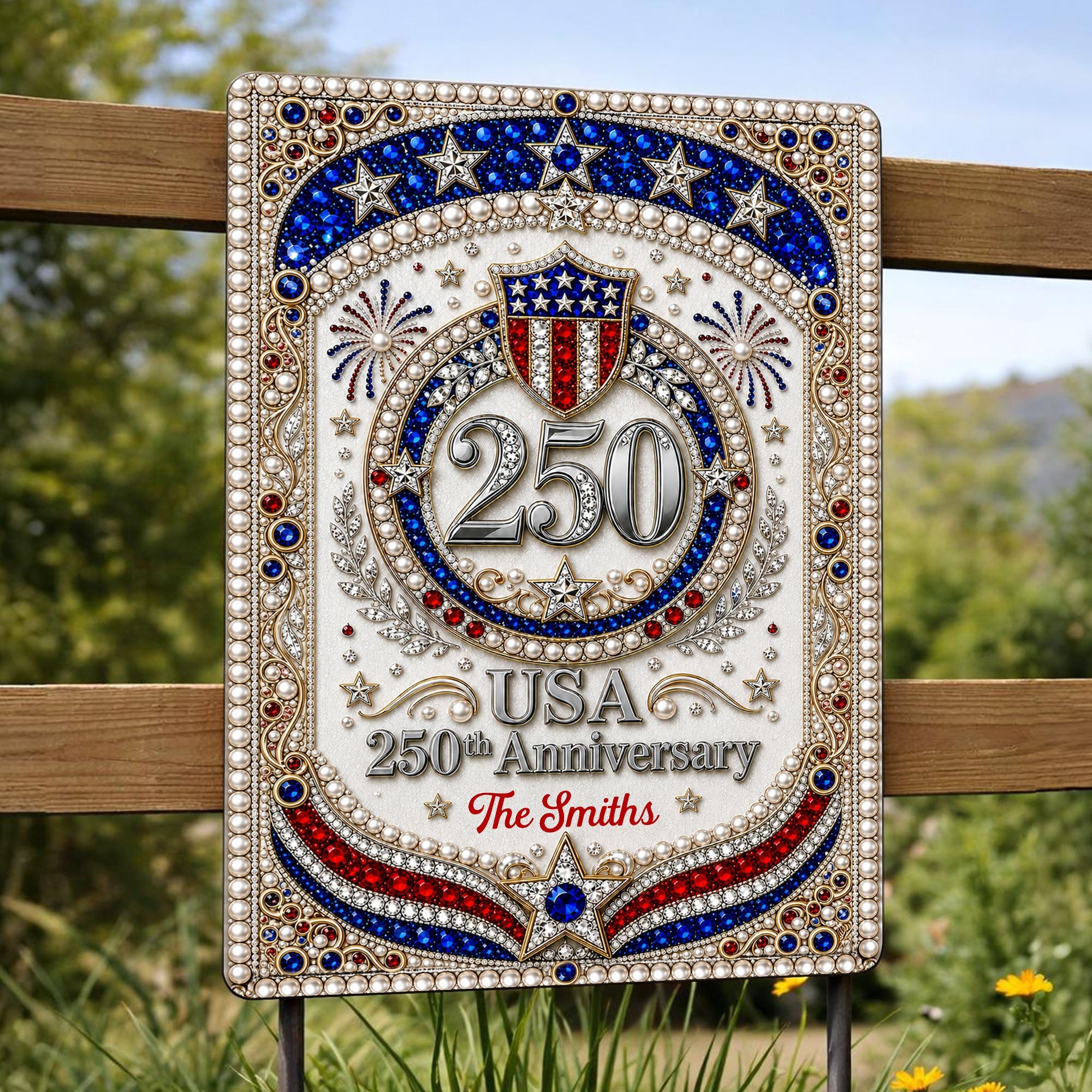 Personalized Metal Sign USA 250th Anniversary Gift for Family Metal Sign GradoCreations