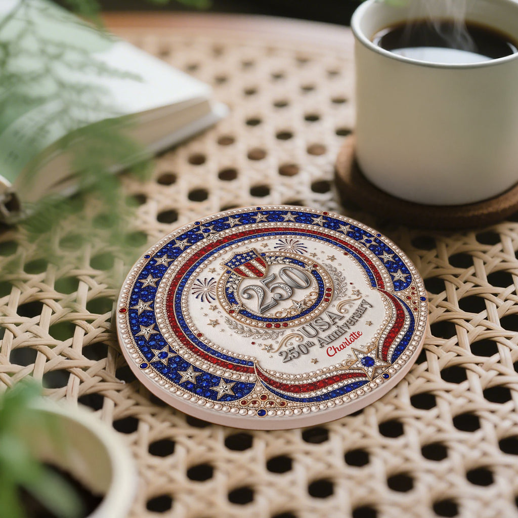 Personalized 250th Anniversary Ceramic Coaster Custom Name Gift Ceramic Coaster GradoCreations