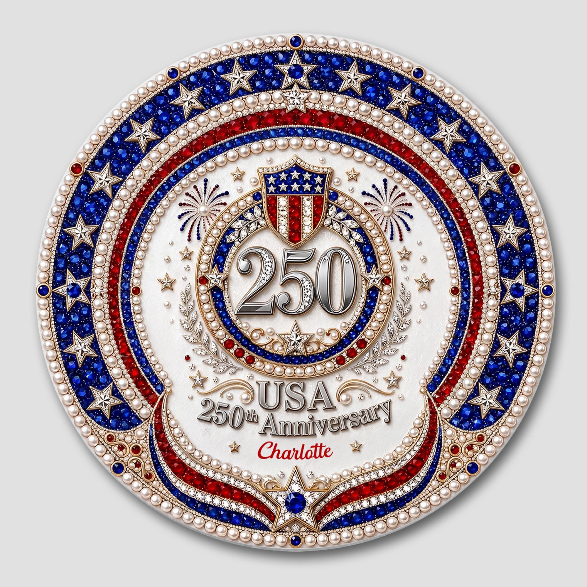 Personalized 250th Anniversary Ceramic Coaster Custom Name Gift Ceramic Coaster GradoCreations