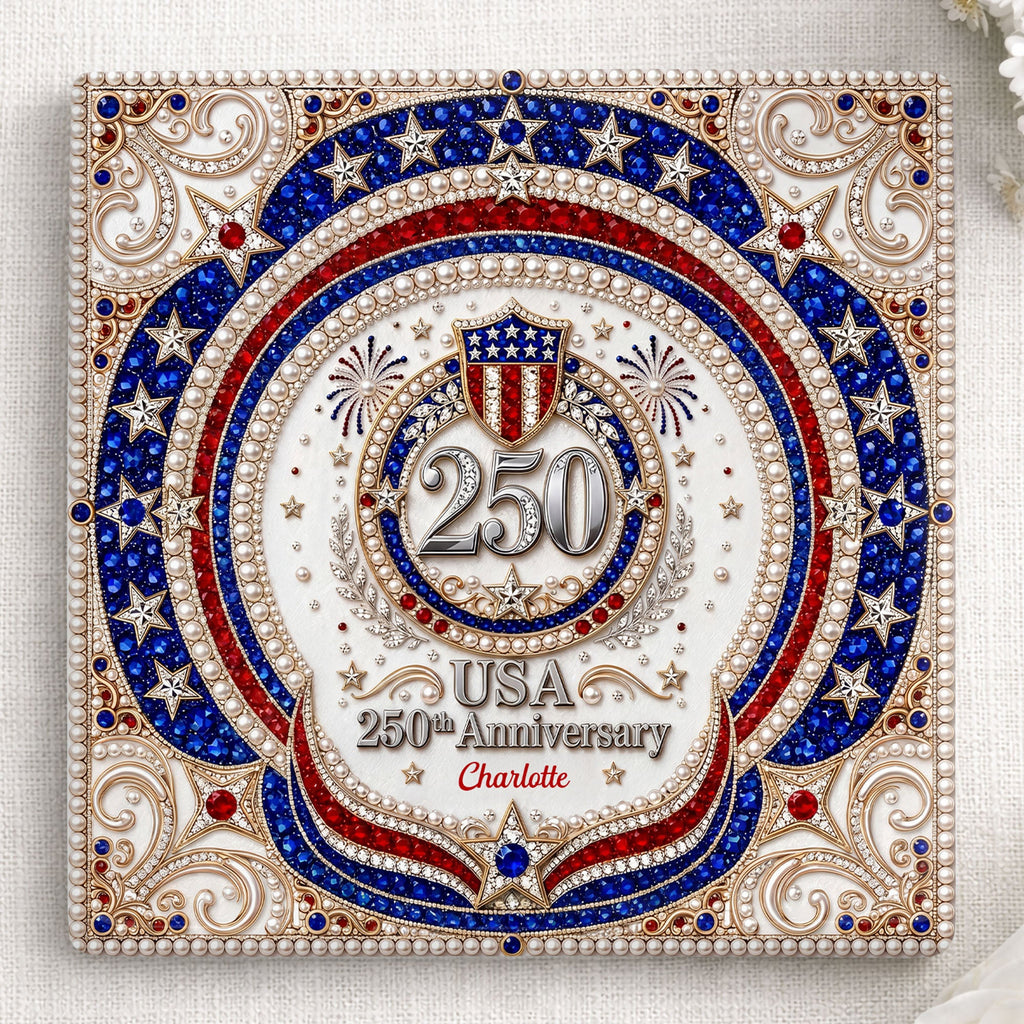 Personalized Ceramic Coaster USA 250th Anniversary Gift Square Ceramic Coaster GradoCreations