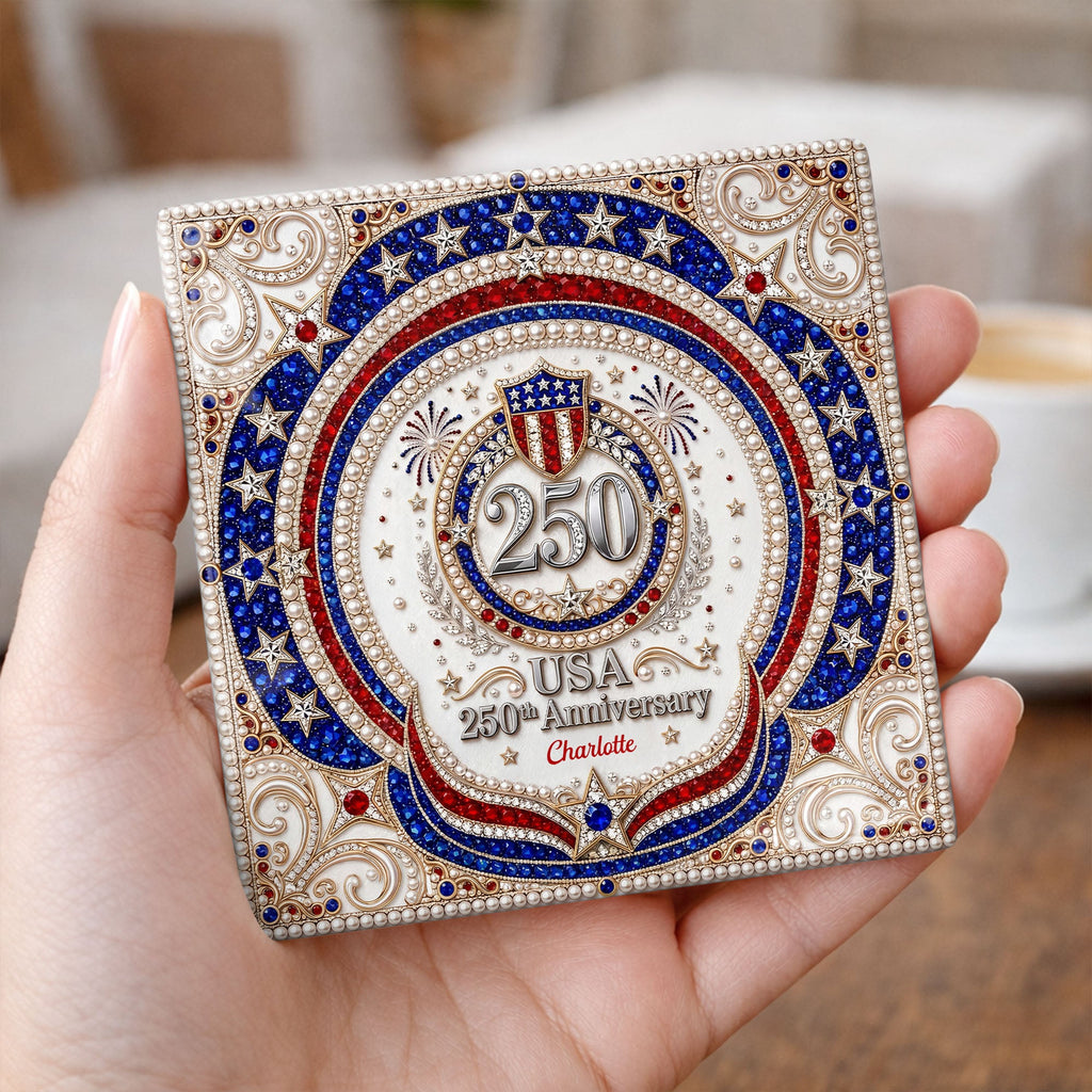 Personalized Ceramic Coaster USA 250th Anniversary Gift Square Ceramic Coaster GradoCreations