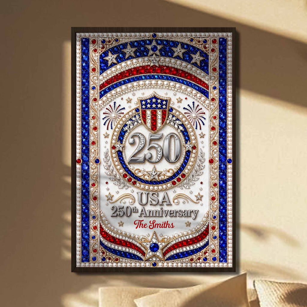 Personalized Patriotic USA Anniversary Poster Custom Photo Gift Poster GradoCreations