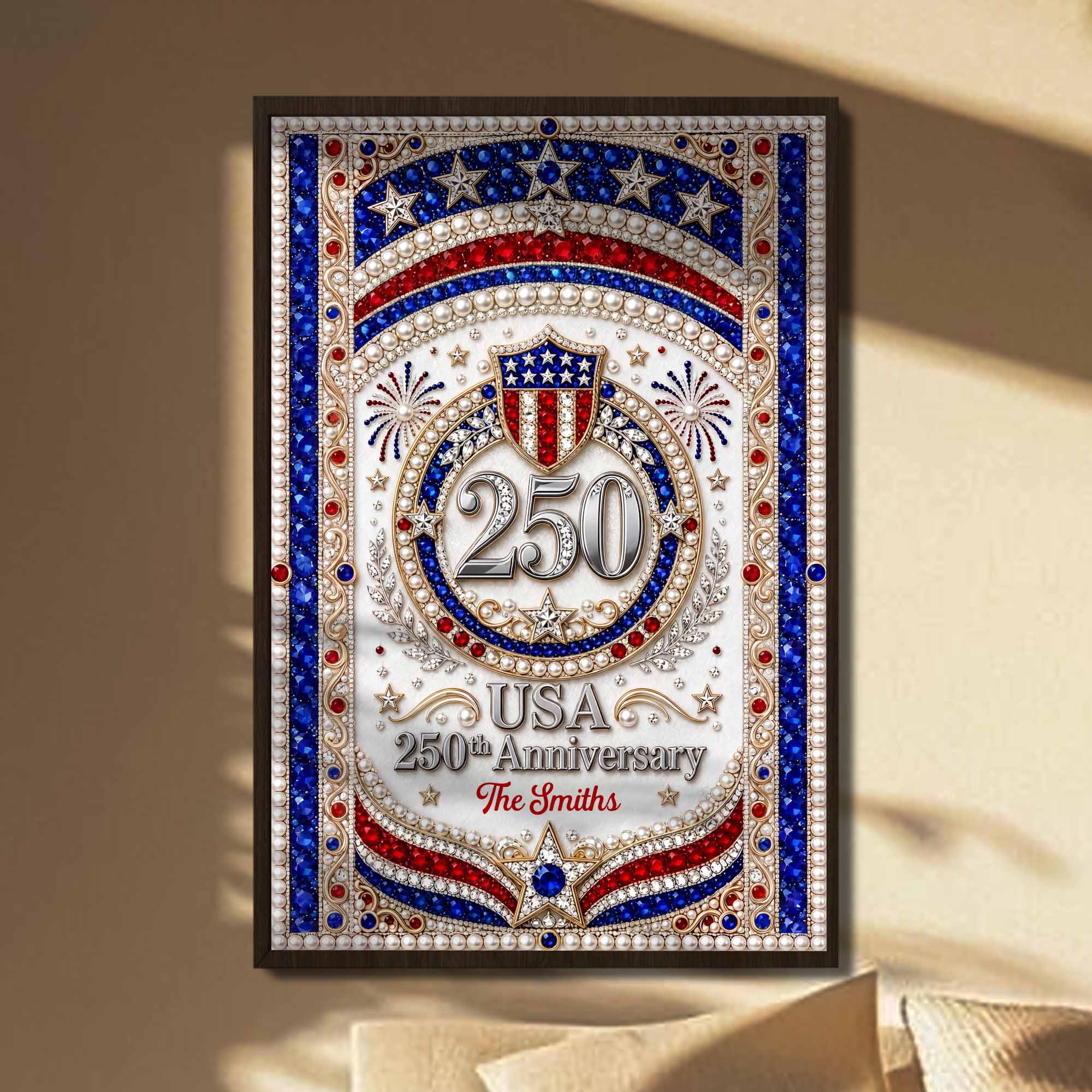 Personalized Patriotic USA Anniversary Poster Custom Photo Gift Poster GradoCreations