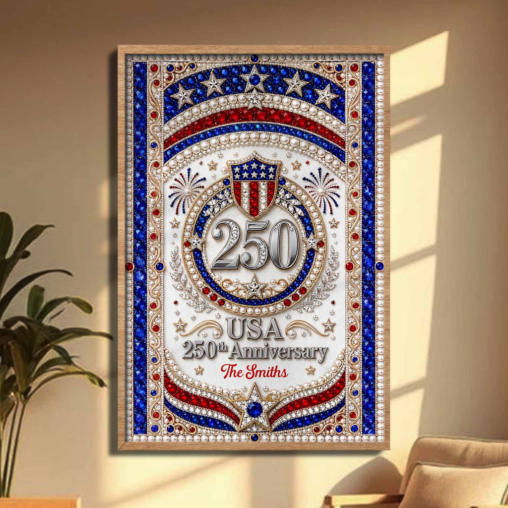 Personalized Patriotic USA Anniversary Poster Custom Photo Gift Poster GradoCreations