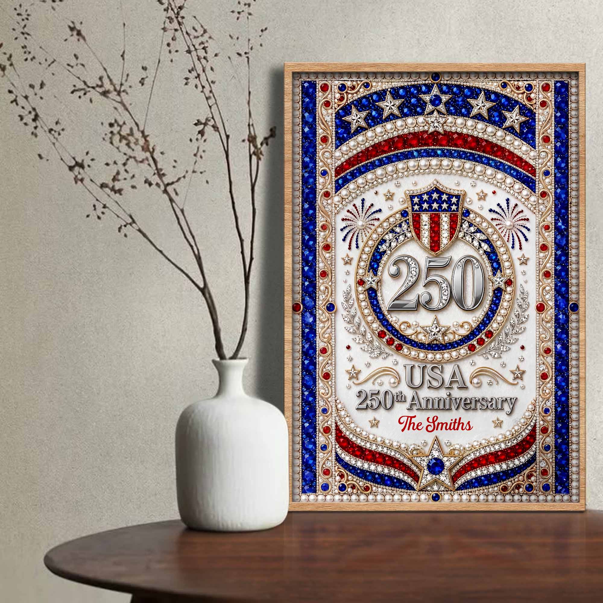 Personalized Patriotic USA Anniversary Poster Custom Photo Gift Poster GradoCreations