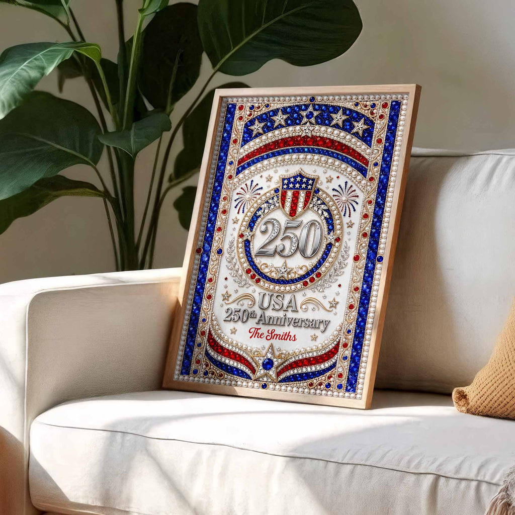 Personalized Patriotic USA Anniversary Poster Custom Photo Gift Poster GradoCreations