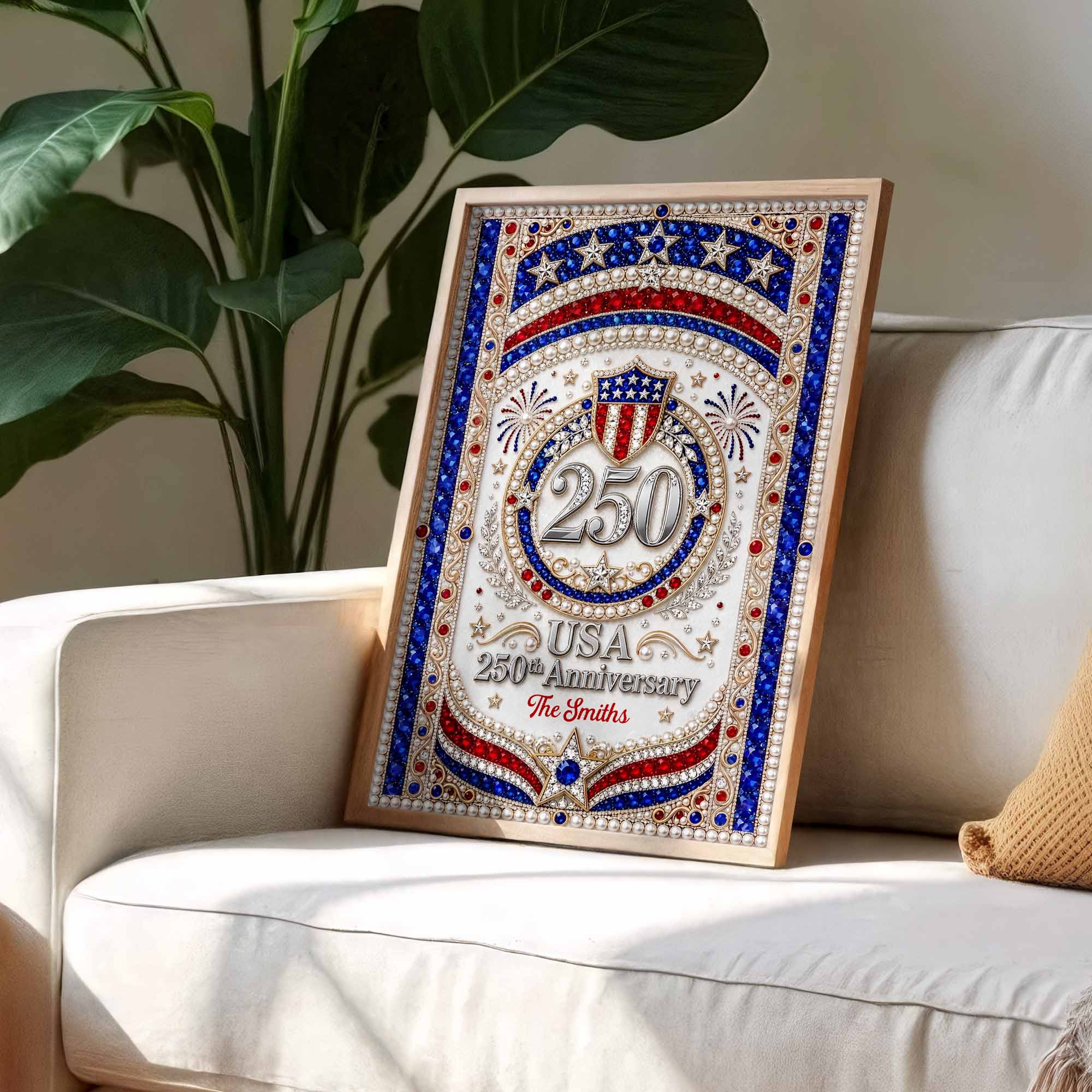 Personalized Patriotic USA Anniversary Poster Custom Photo Gift Poster GradoCreations