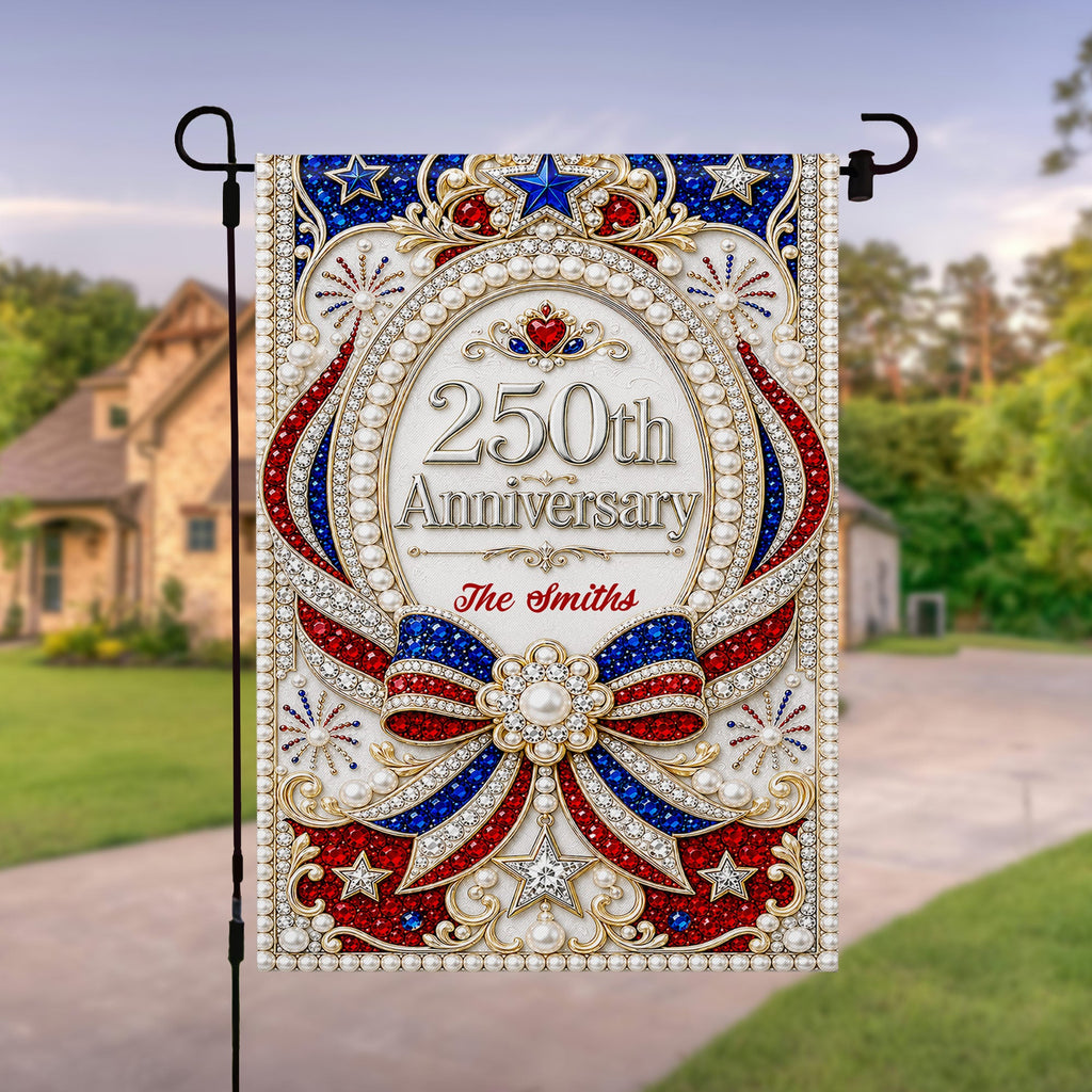 Personalized Double-Sided Garden Flag 250th Anniversary Patriotic Design Garden Flag GradoCreations