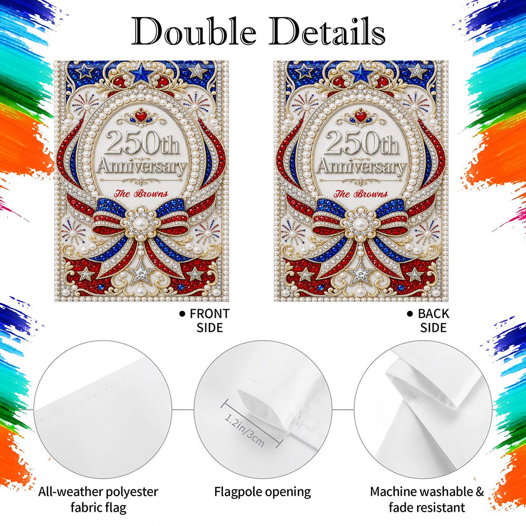 Personalized Double-Sided Garden Flag 250th Anniversary Patriotic Design Garden Flag GradoCreations