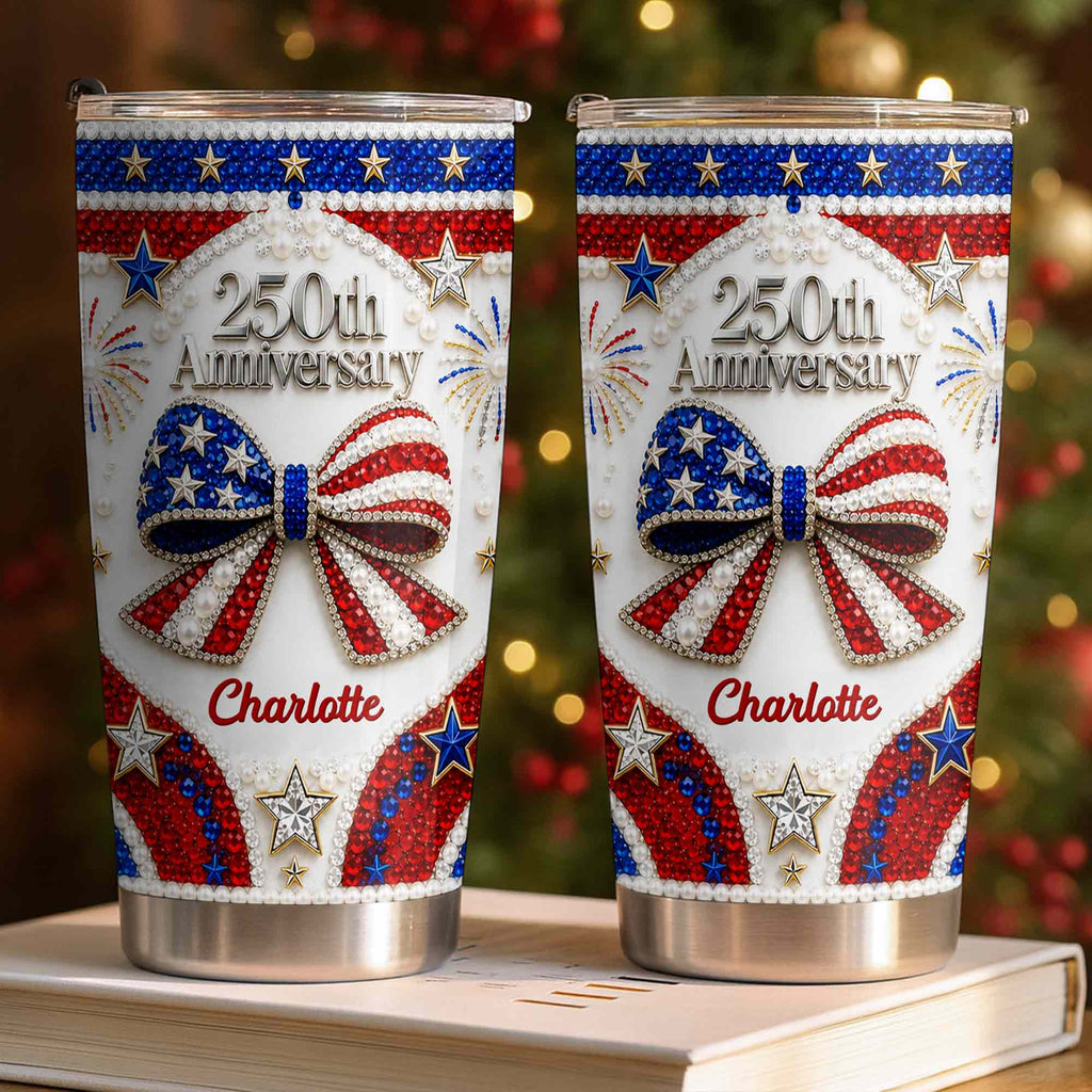 Personalized Stainless Steel Tumbler Custom Name Patriotic 4th of July Gift - 20oz 30oz Tumbler GradoCreations