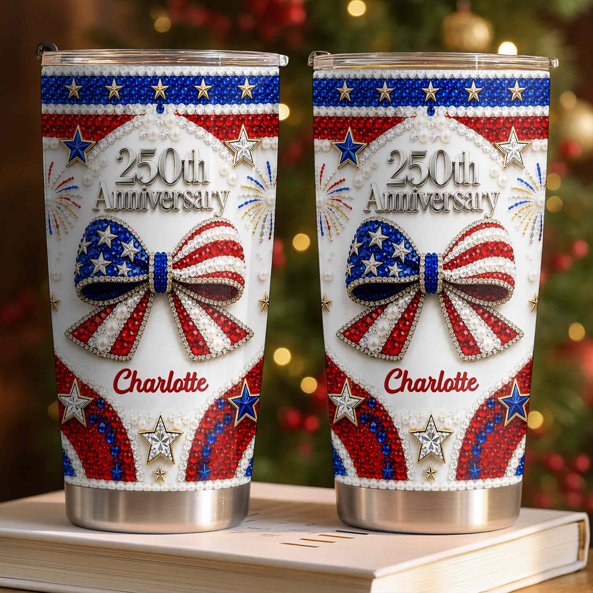 Personalized Stainless Steel Tumbler Custom Name Patriotic 4th of July Gift - 20oz 30oz