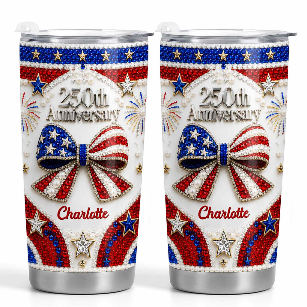 Personalized Stainless Steel Tumbler Custom Name Patriotic 4th of July Gift - 20oz 30oz Tumbler GradoCreations