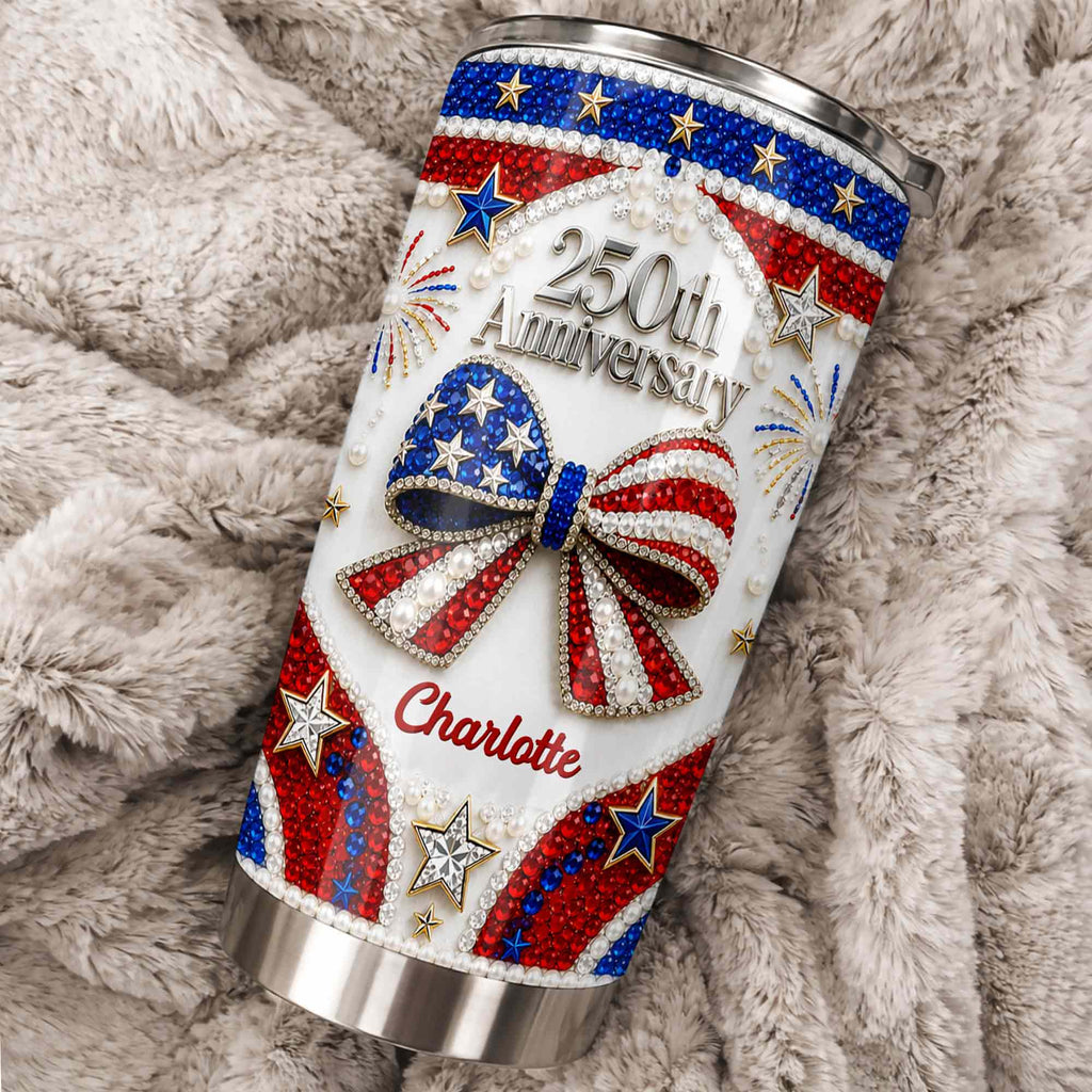 Personalized Stainless Steel Tumbler Custom Name Patriotic 4th of July Gift - 20oz 30oz Tumbler GradoCreations