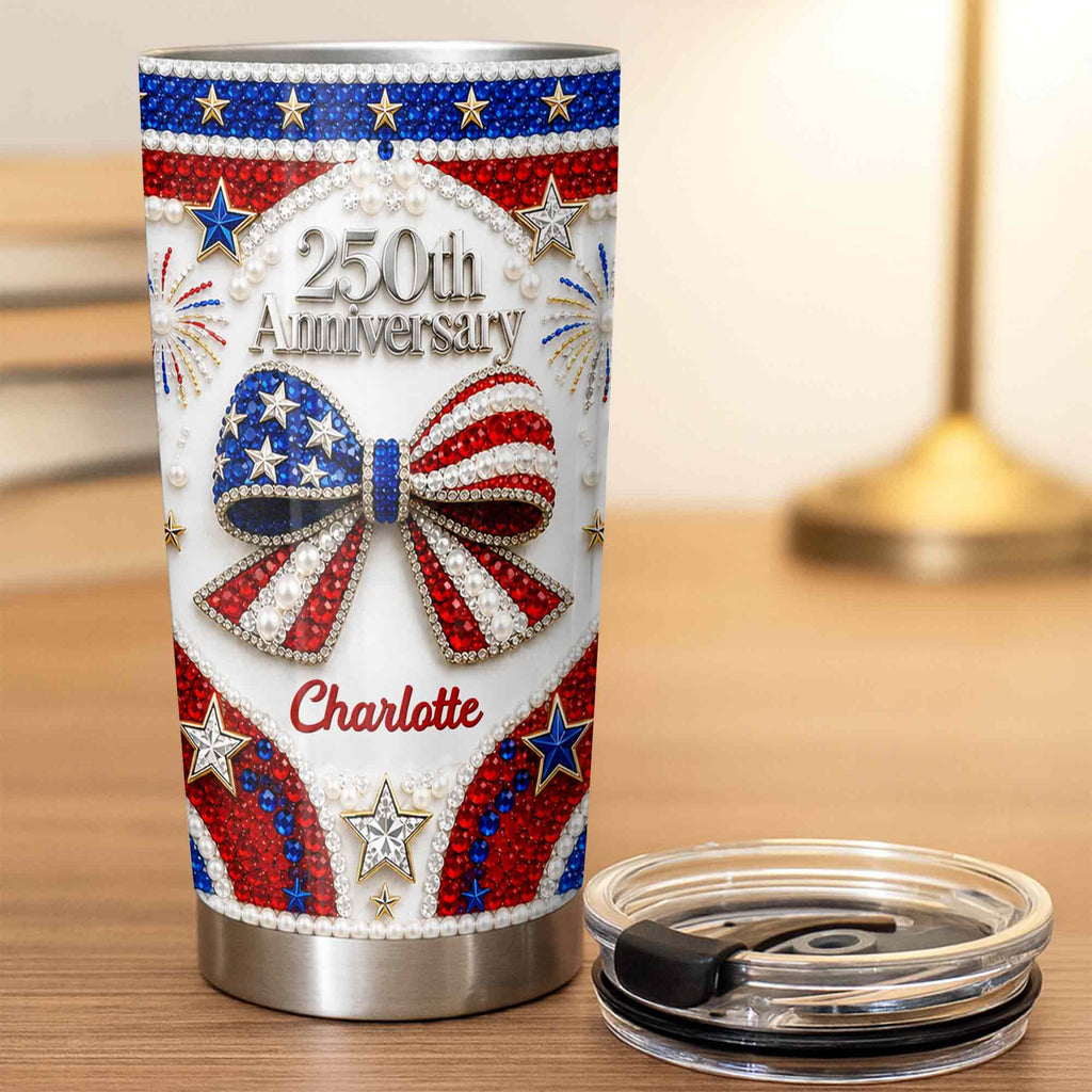 Personalized Stainless Steel Tumbler Custom Name Patriotic 4th of July Gift - 20oz 30oz Tumbler GradoCreations