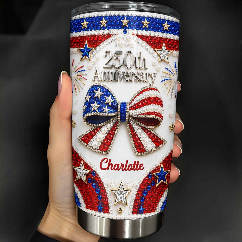 Personalized Stainless Steel Tumbler Custom Name Patriotic 4th of July Gift - 20oz 30oz Tumbler GradoCreations