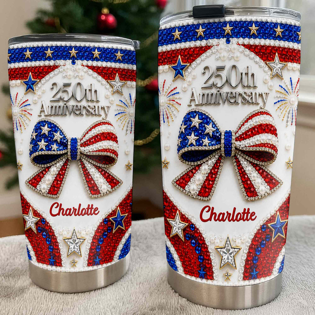Personalized Stainless Steel Tumbler Custom Name Patriotic 4th of July Gift - 20oz 30oz Tumbler GradoCreations