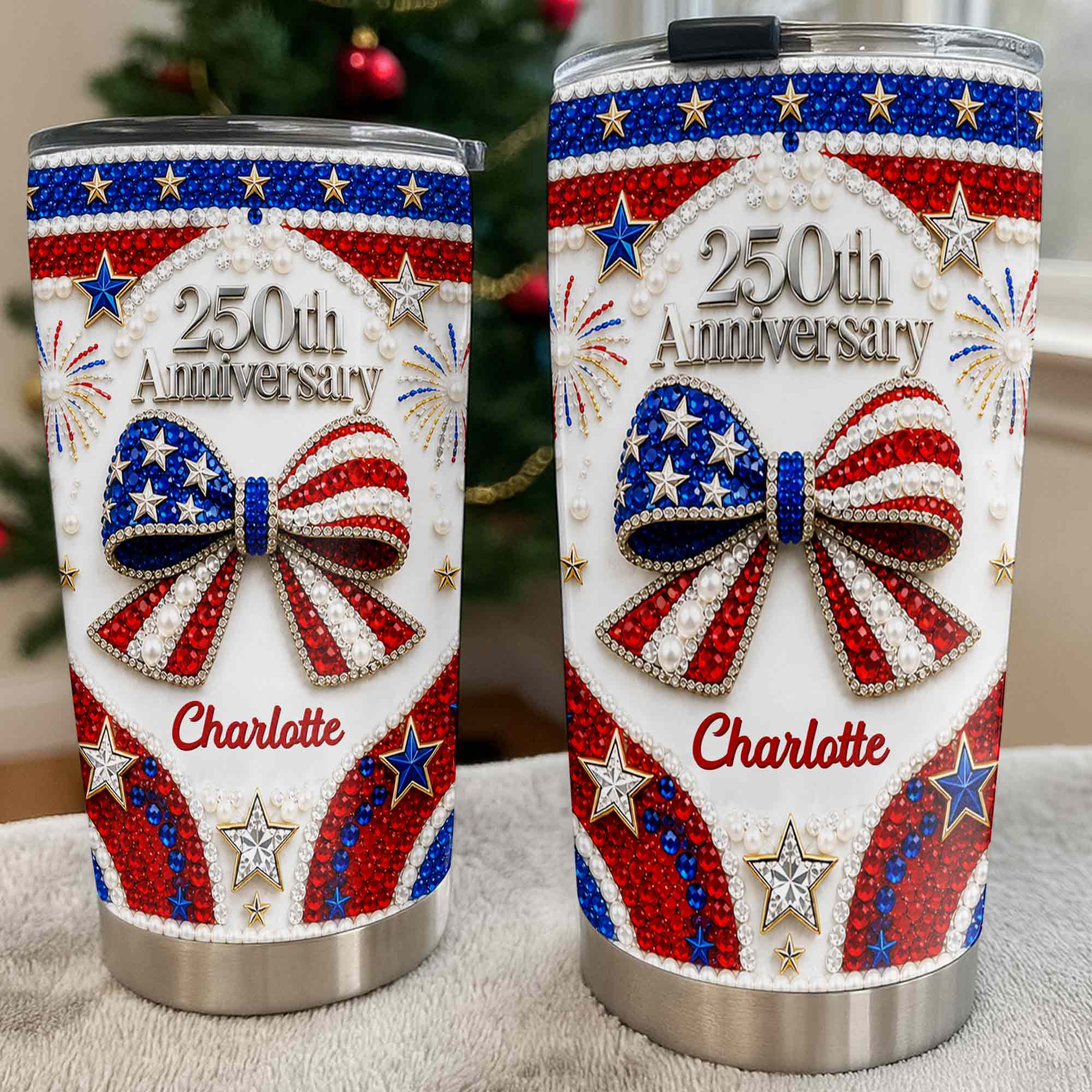 Personalized Stainless Steel Tumbler Custom Name Patriotic 4th of July Gift - 20oz 30oz Tumbler GradoCreations