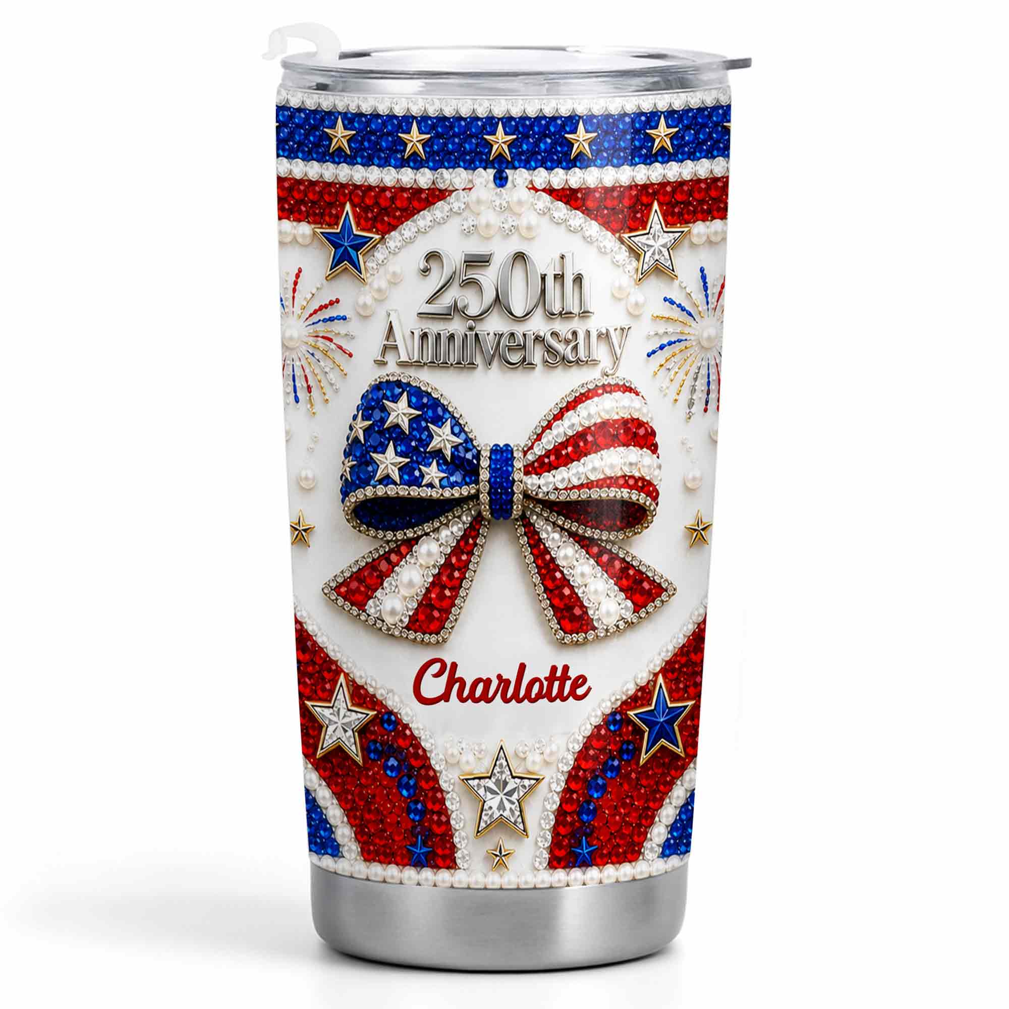 Personalized Stainless Steel Tumbler Custom Name Patriotic 4th of July Gift - 20oz 30oz Tumbler GradoCreations