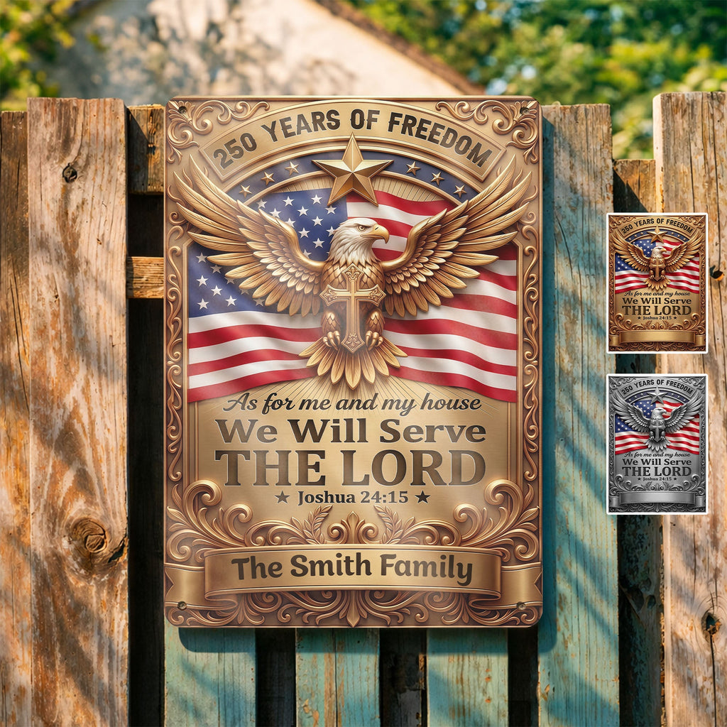 Personalized Metal Sign with Eagle Cross Custom Name Gift for Dad Metal Sign GradoCreations