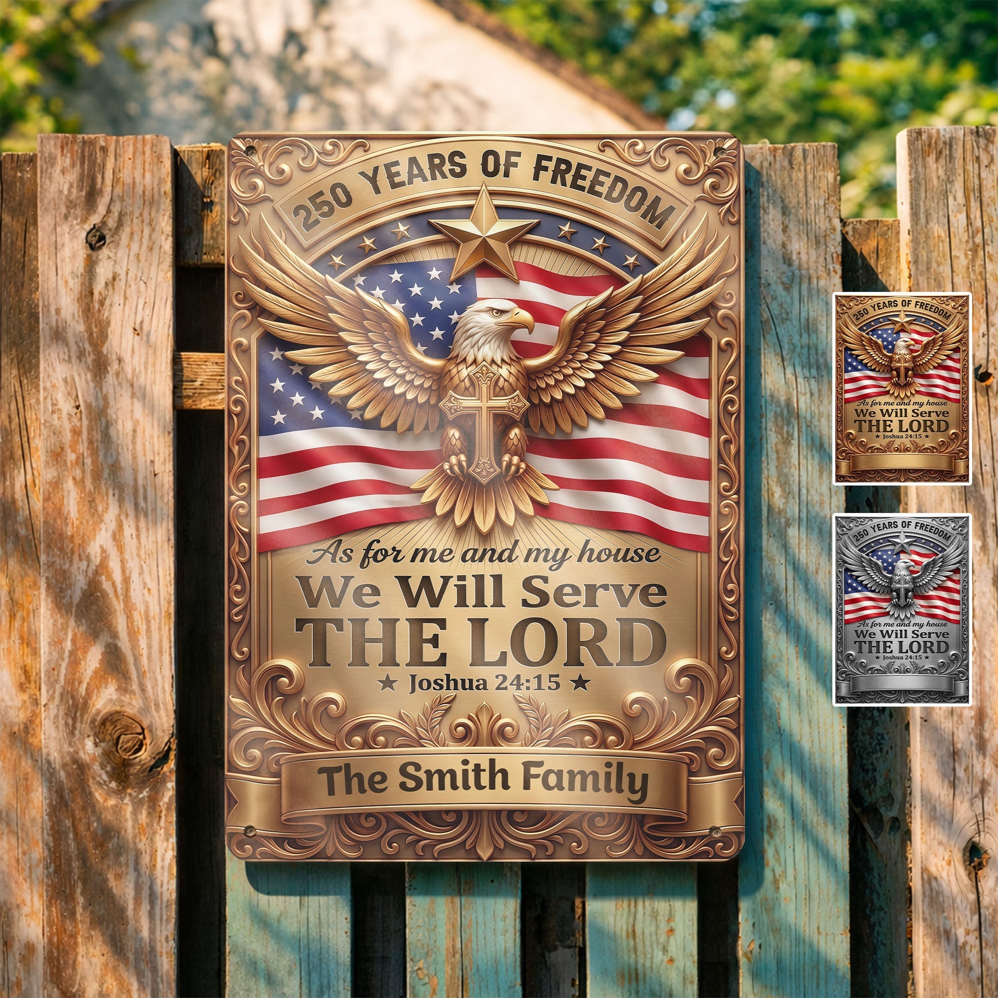 Personalized Metal Sign with Eagle Cross Custom Name Gift for Dad Metal Sign GradoCreations