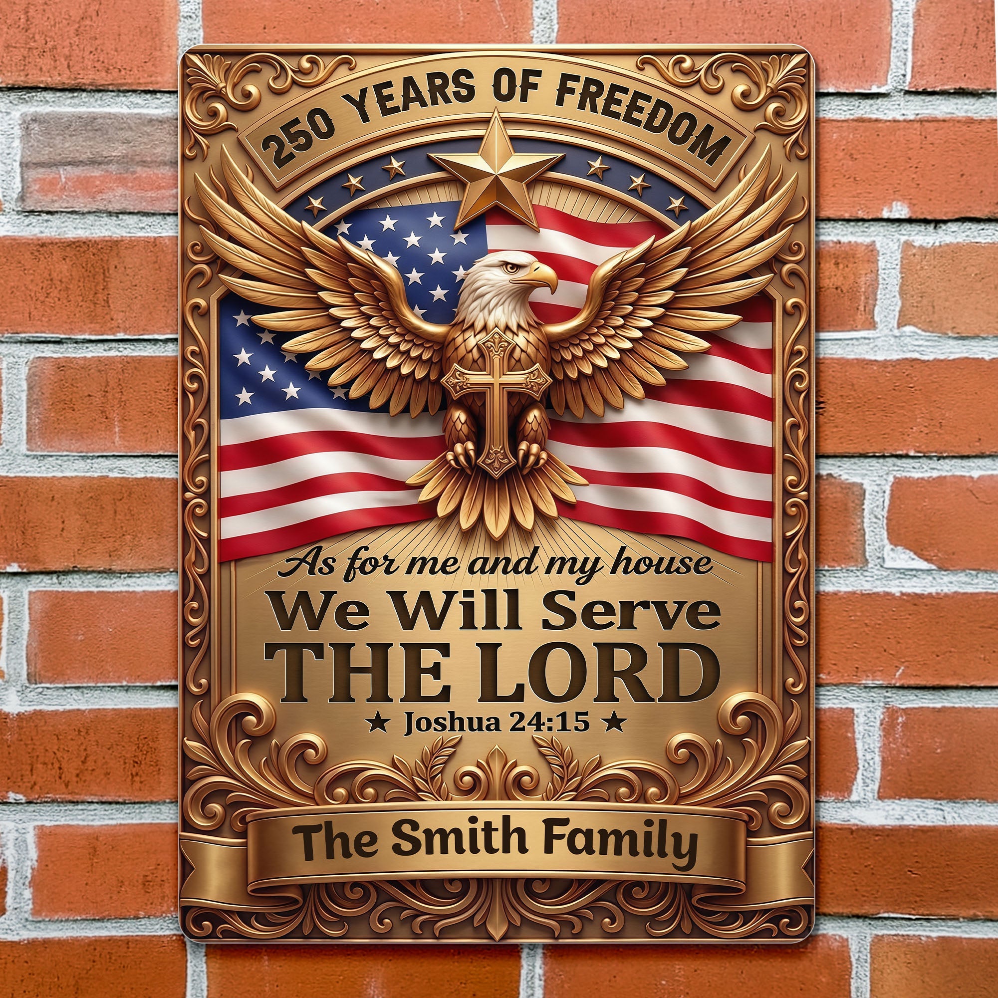 Personalized Metal Sign with Eagle Cross Custom Name Gift for Dad Metal Sign GradoCreations