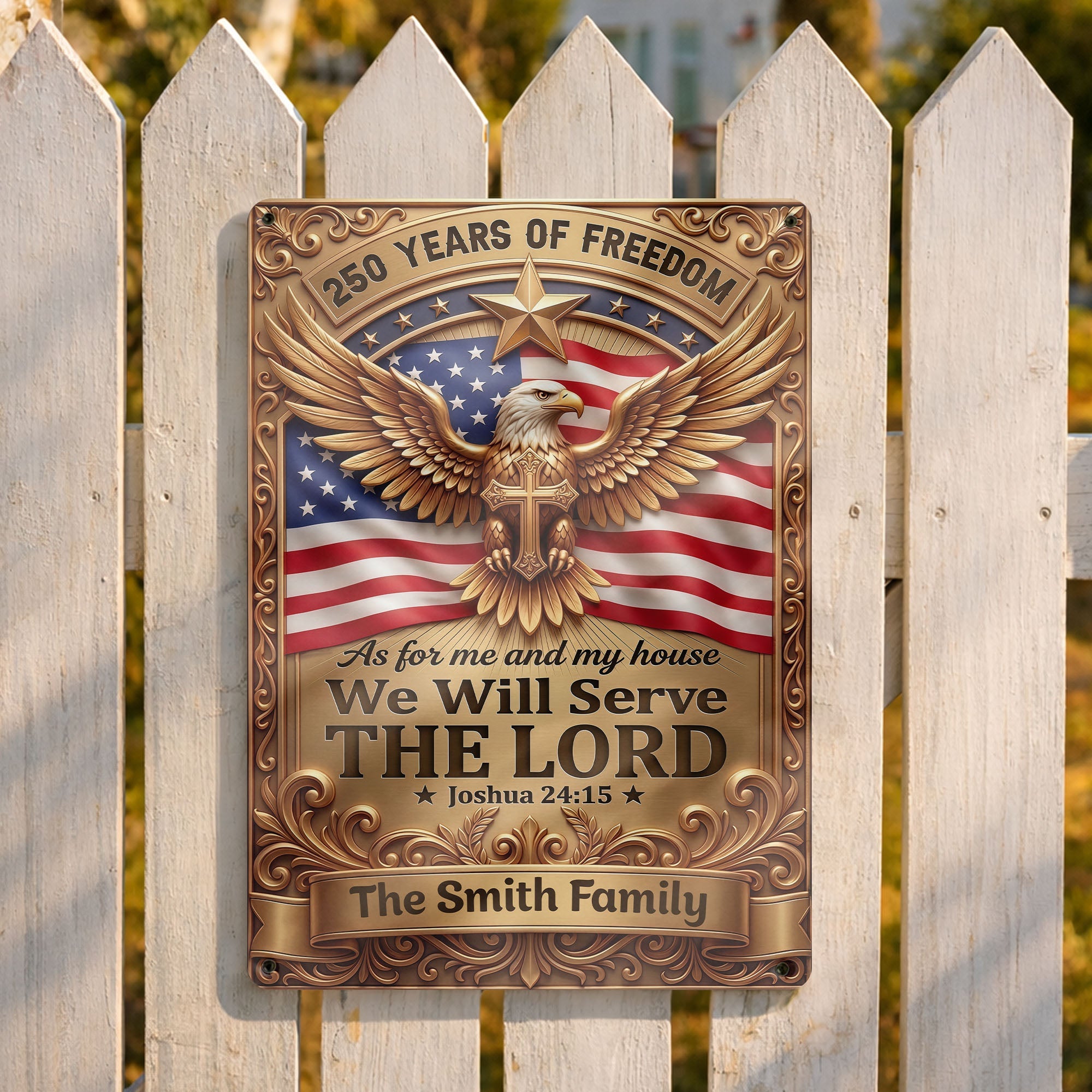 Personalized Metal Sign with Eagle Cross Custom Name Gift for Dad Metal Sign GradoCreations