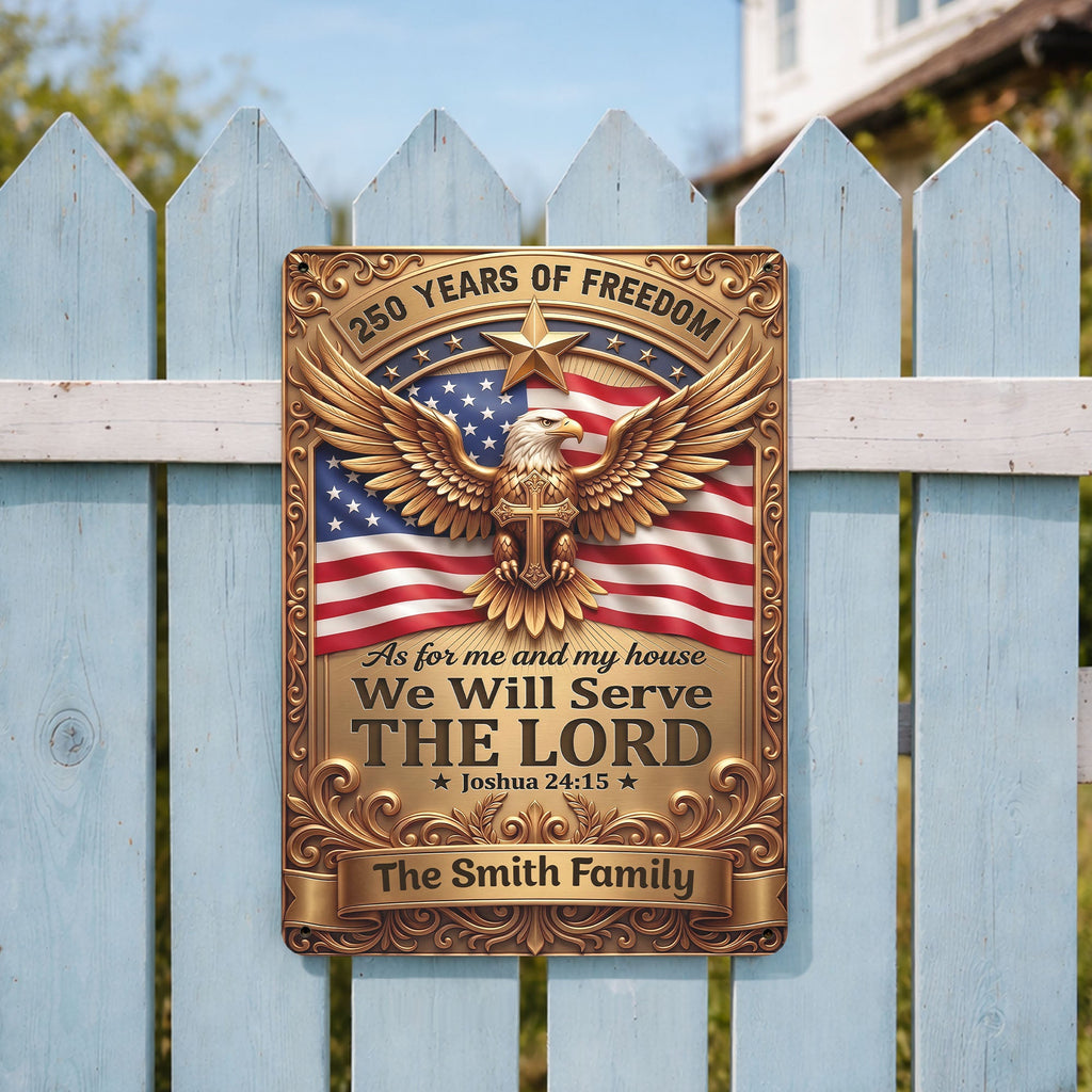 Personalized Metal Sign with Eagle Cross Custom Name Gift for Dad Metal Sign GradoCreations