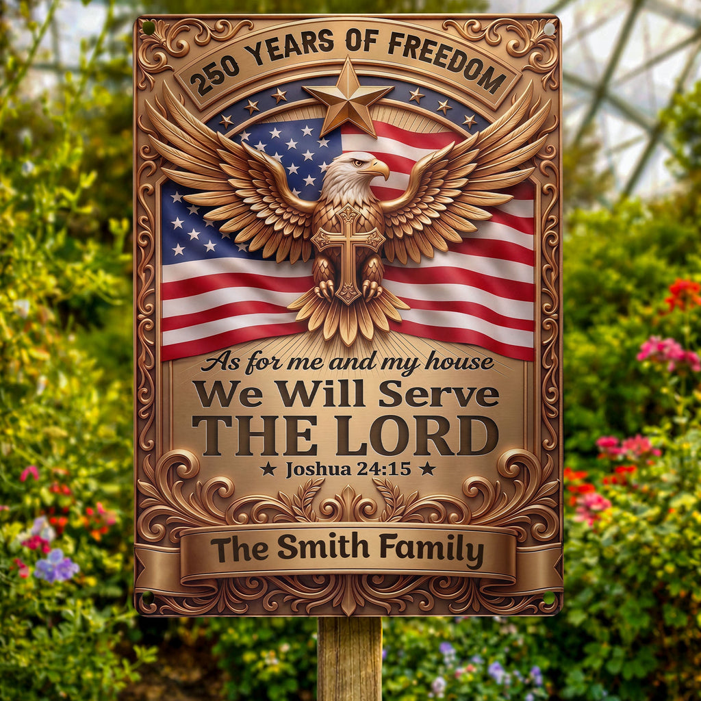 Personalized Metal Sign with Eagle Cross Custom Name Gift for Dad Metal Sign GradoCreations