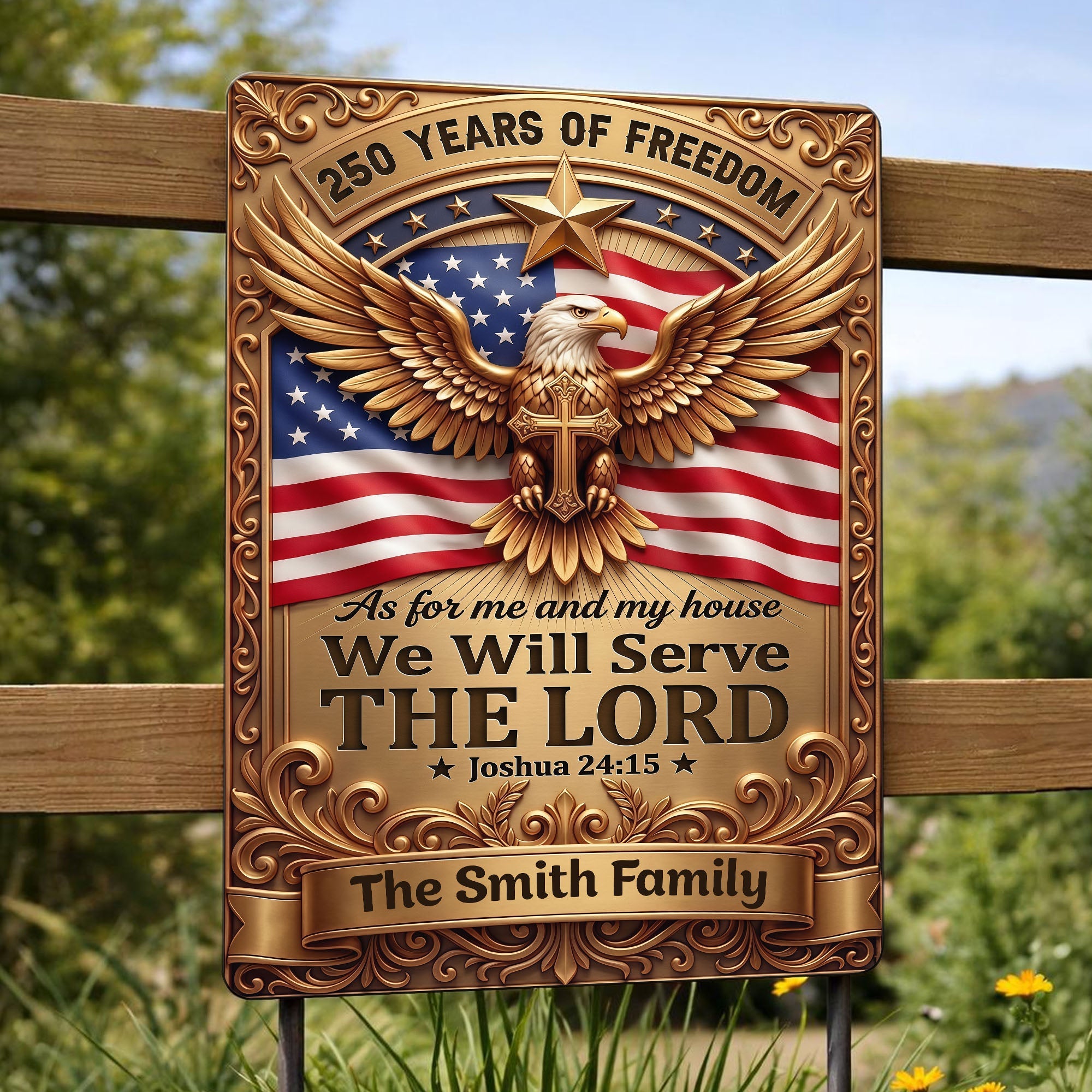 Personalized Metal Sign with Eagle Cross Custom Name Gift for Dad Metal Sign GradoCreations