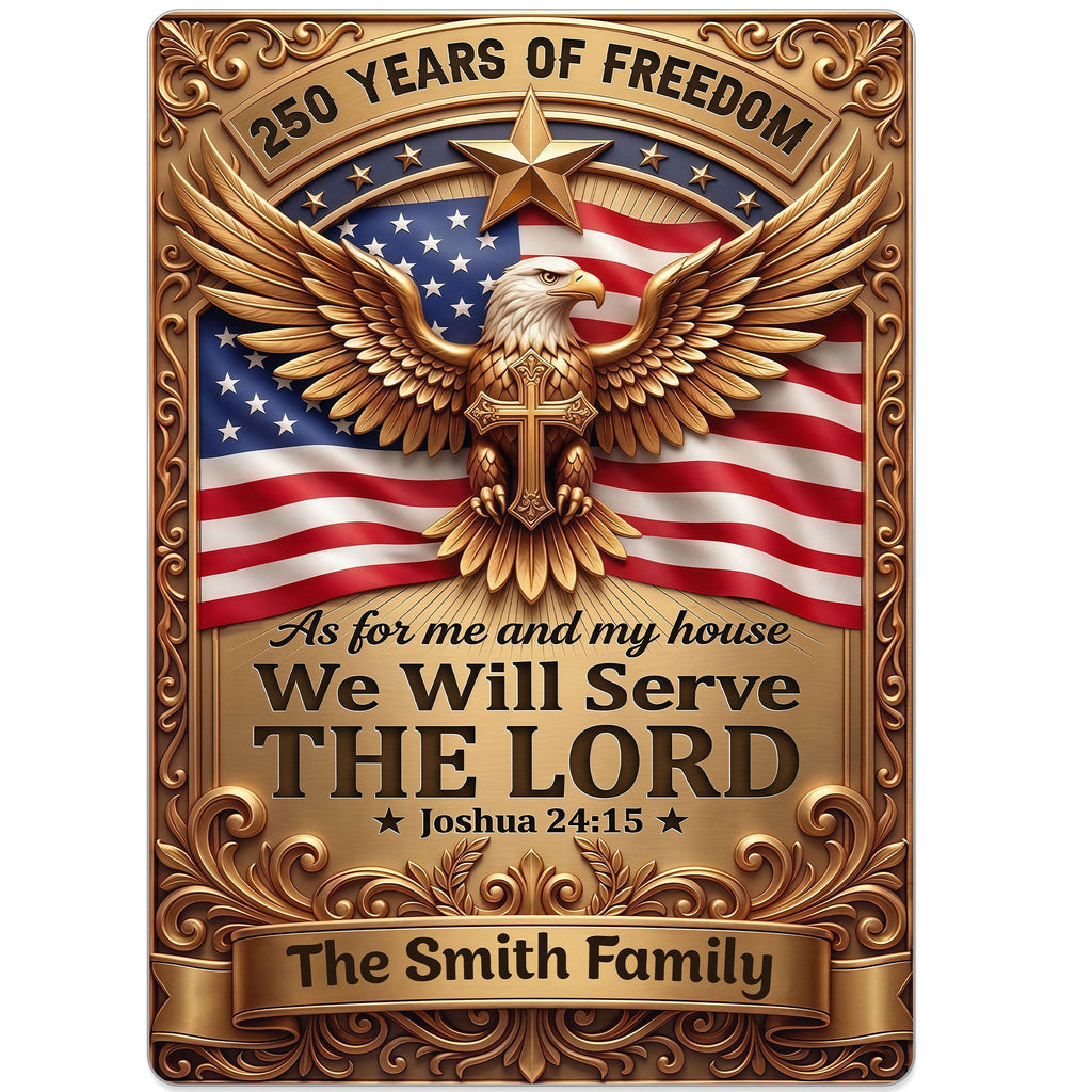 Personalized Metal Sign with Eagle Cross Custom Name Gift for Dad Metal Sign GradoCreations