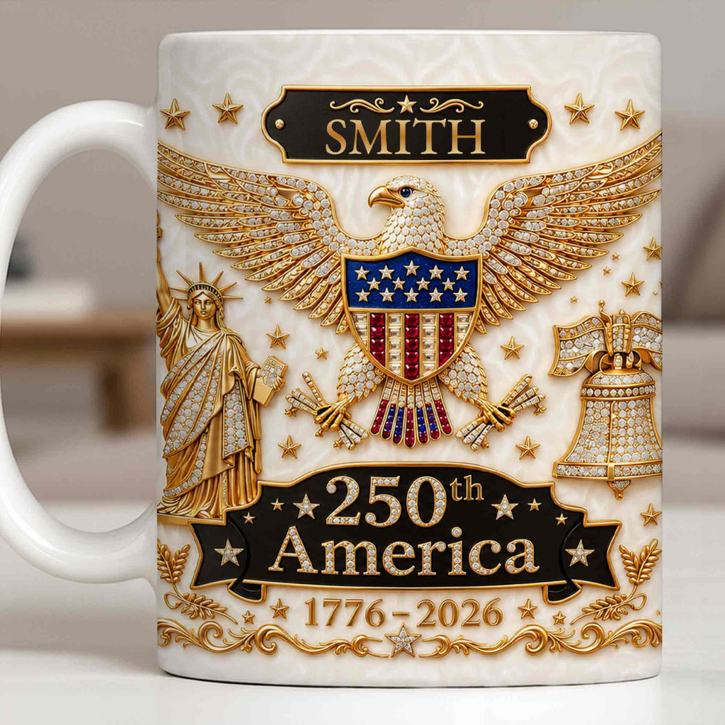 Personalized Patriotic Eagle Coffee Mug Custom Name Gift for Dad Edge-to-edge Mug GradoCreations