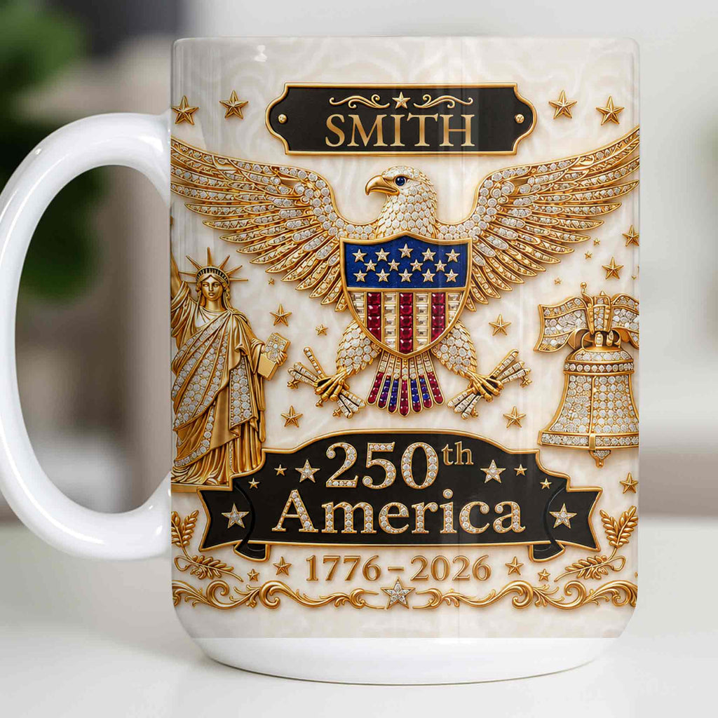 Personalized Patriotic Eagle Coffee Mug Custom Name Gift for Dad Edge-to-edge Mug GradoCreations
