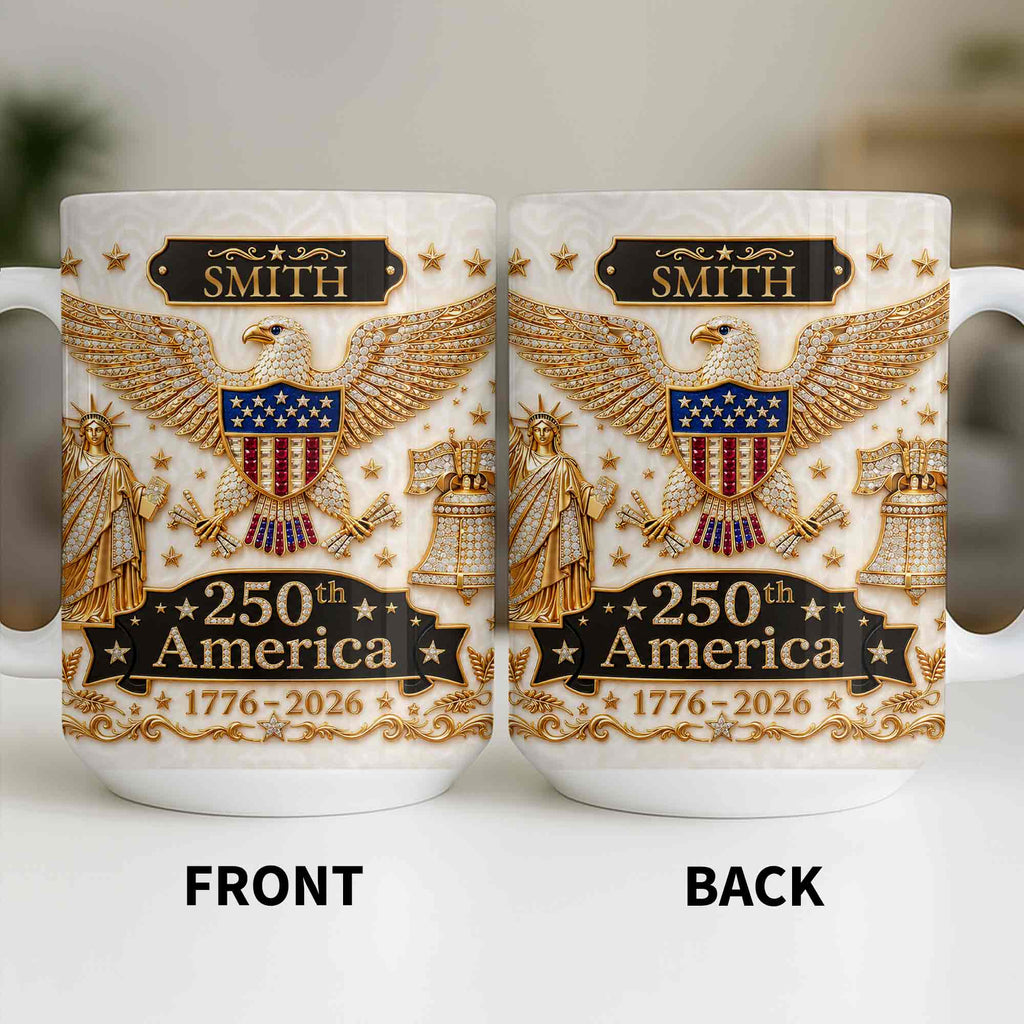 Personalized Patriotic Eagle Coffee Mug Custom Name Gift for Dad Edge-to-edge Mug GradoCreations