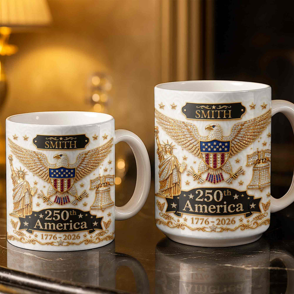 Personalized Patriotic Eagle Coffee Mug Custom Name Gift for Dad Edge-to-edge Mug GradoCreations