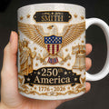 Personalized Patriotic Eagle Coffee Mug Custom Name Gift for Dad Edge-to-edge Mug GradoCreations