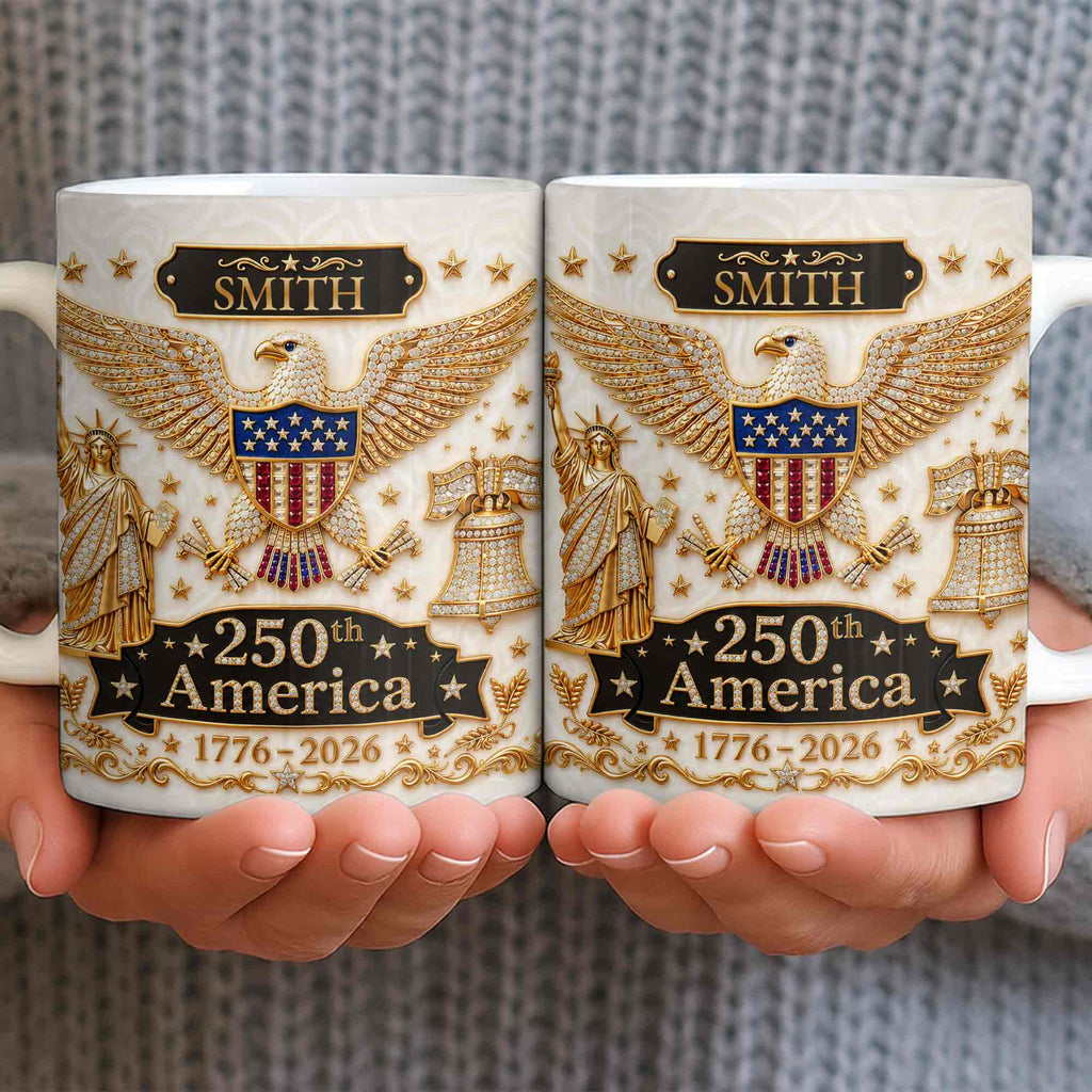 Personalized Patriotic Eagle Coffee Mug Custom Name Gift for Dad Edge-to-edge Mug GradoCreations