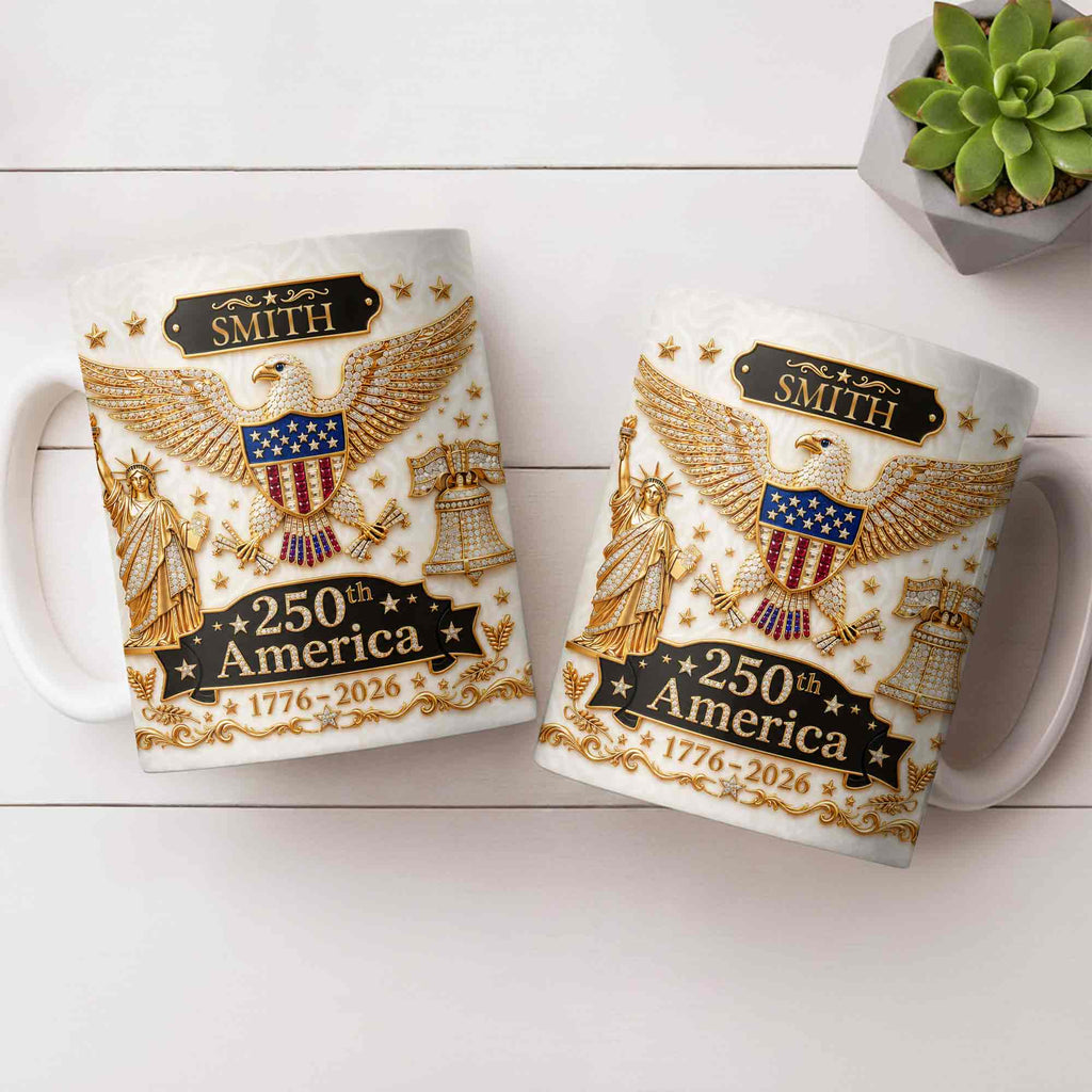 Personalized Patriotic Eagle Coffee Mug Custom Name Gift for Dad Edge-to-edge Mug GradoCreations