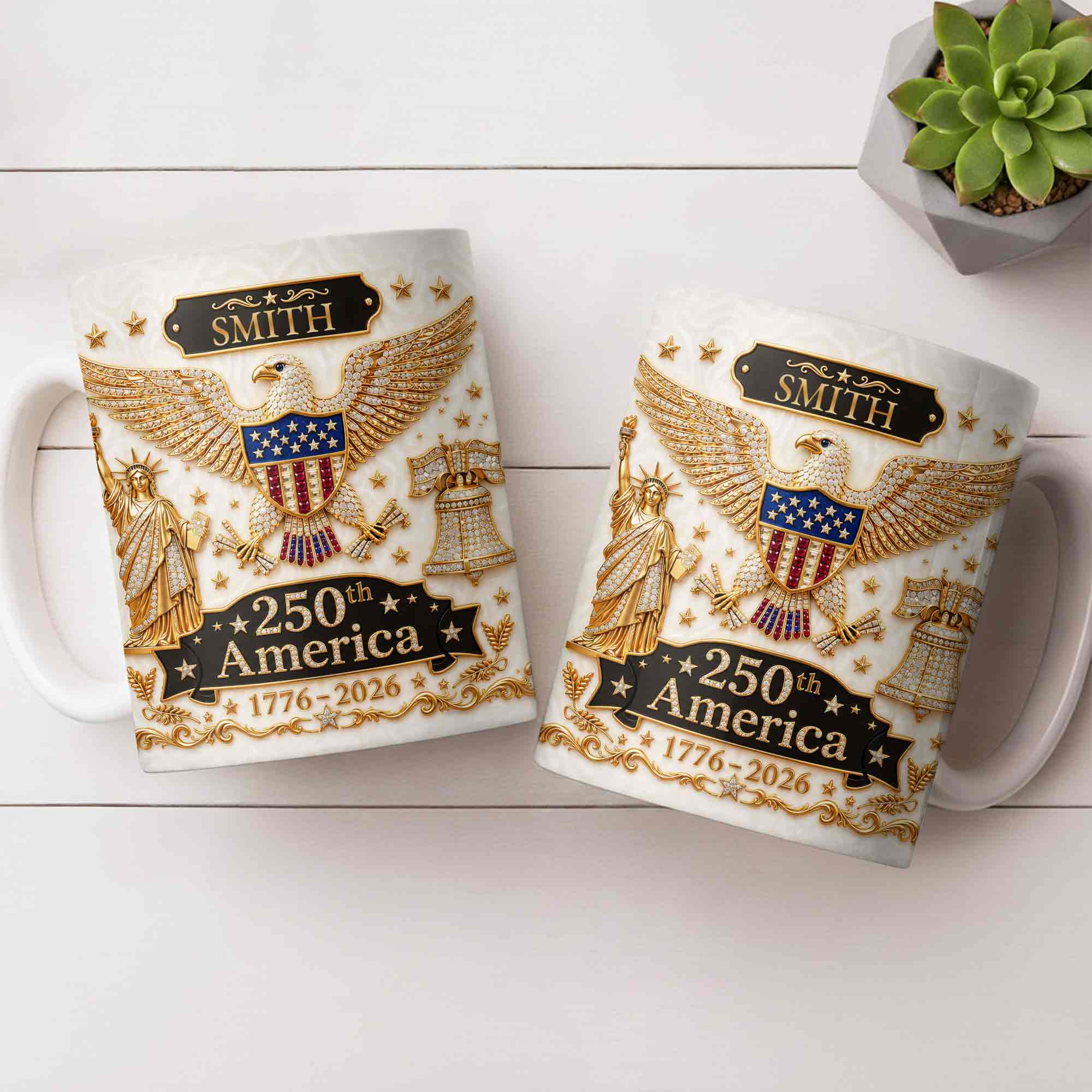 Personalized Patriotic Eagle Coffee Mug Custom Name Gift for Dad Edge-to-edge Mug GradoCreations