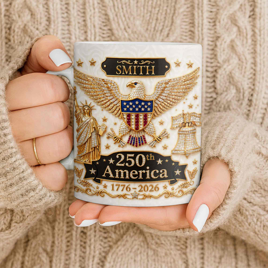 Personalized Patriotic Eagle Coffee Mug Custom Name Gift for Dad Edge-to-edge Mug GradoCreations